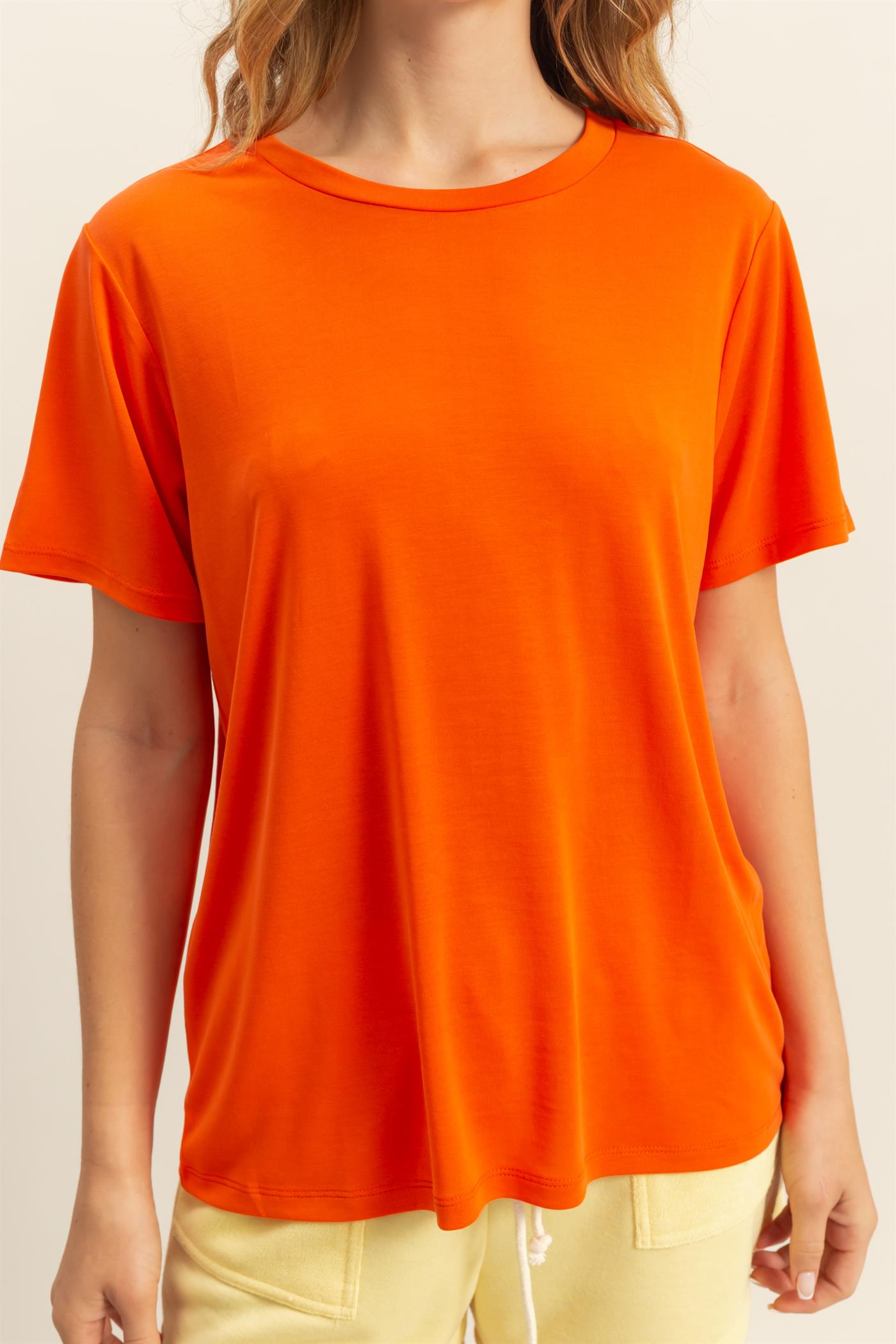 Wholesale Basic Round Neck Short Sleeve T Shirt Clothing Tops DZ25C449 TOMATO HYFVE