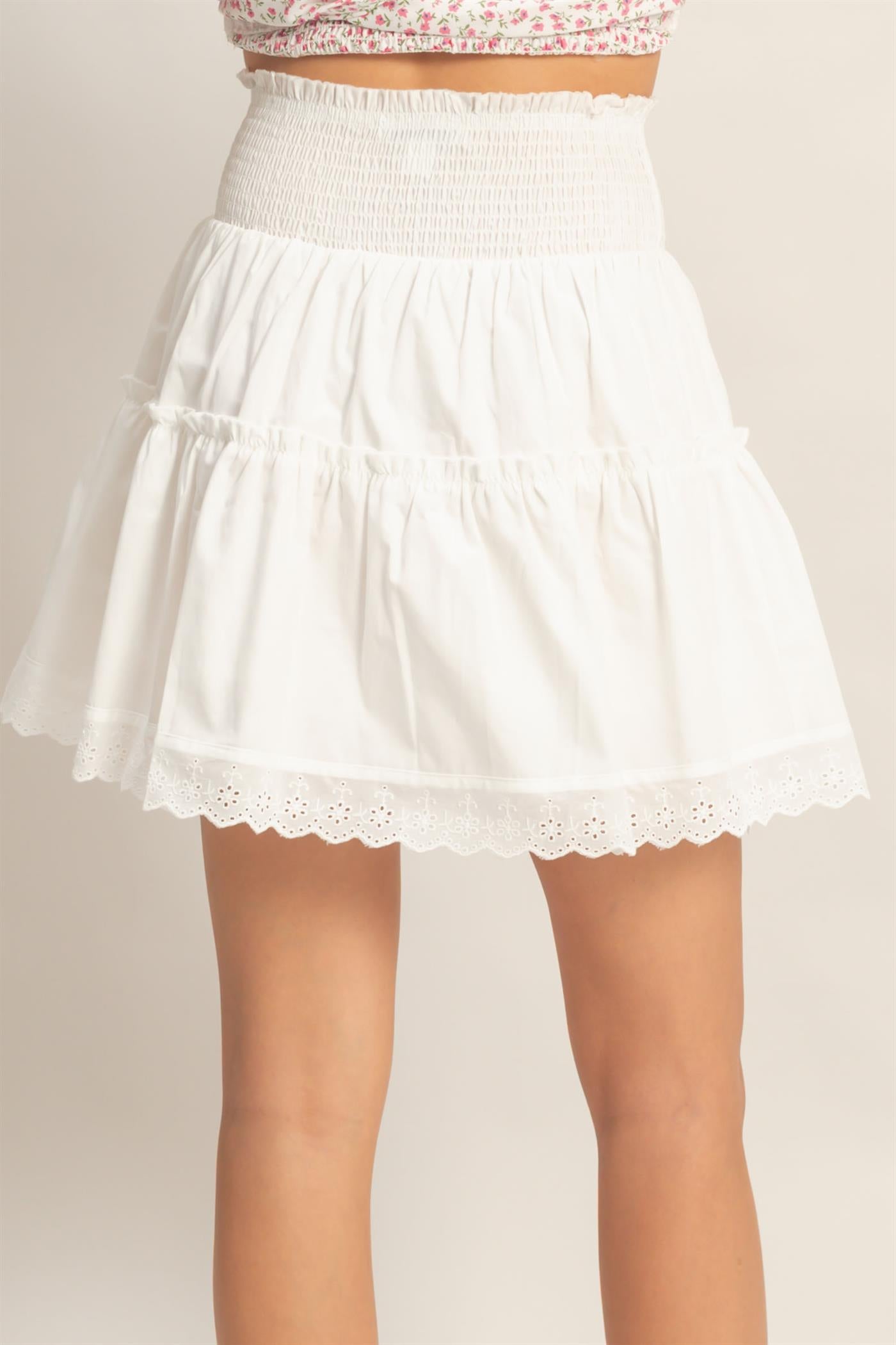 Wholesale Smocked Waist Layered Skirt Skirts HF26A781 OFF WHITE HYFVE