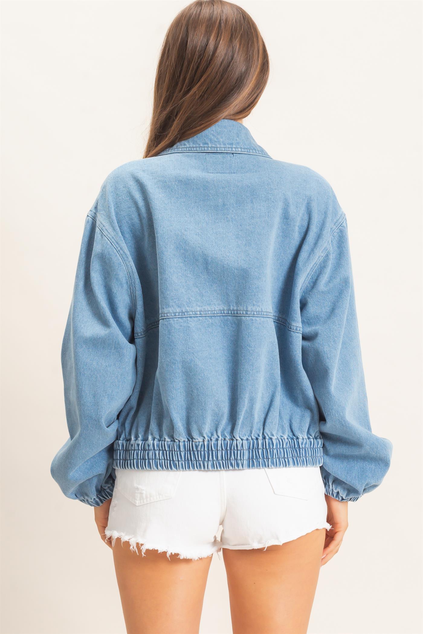 Wholesale Enzyme Wash Denim Jacket Coats & Jackets HF26C924 LIGHT DENIM HYFVE