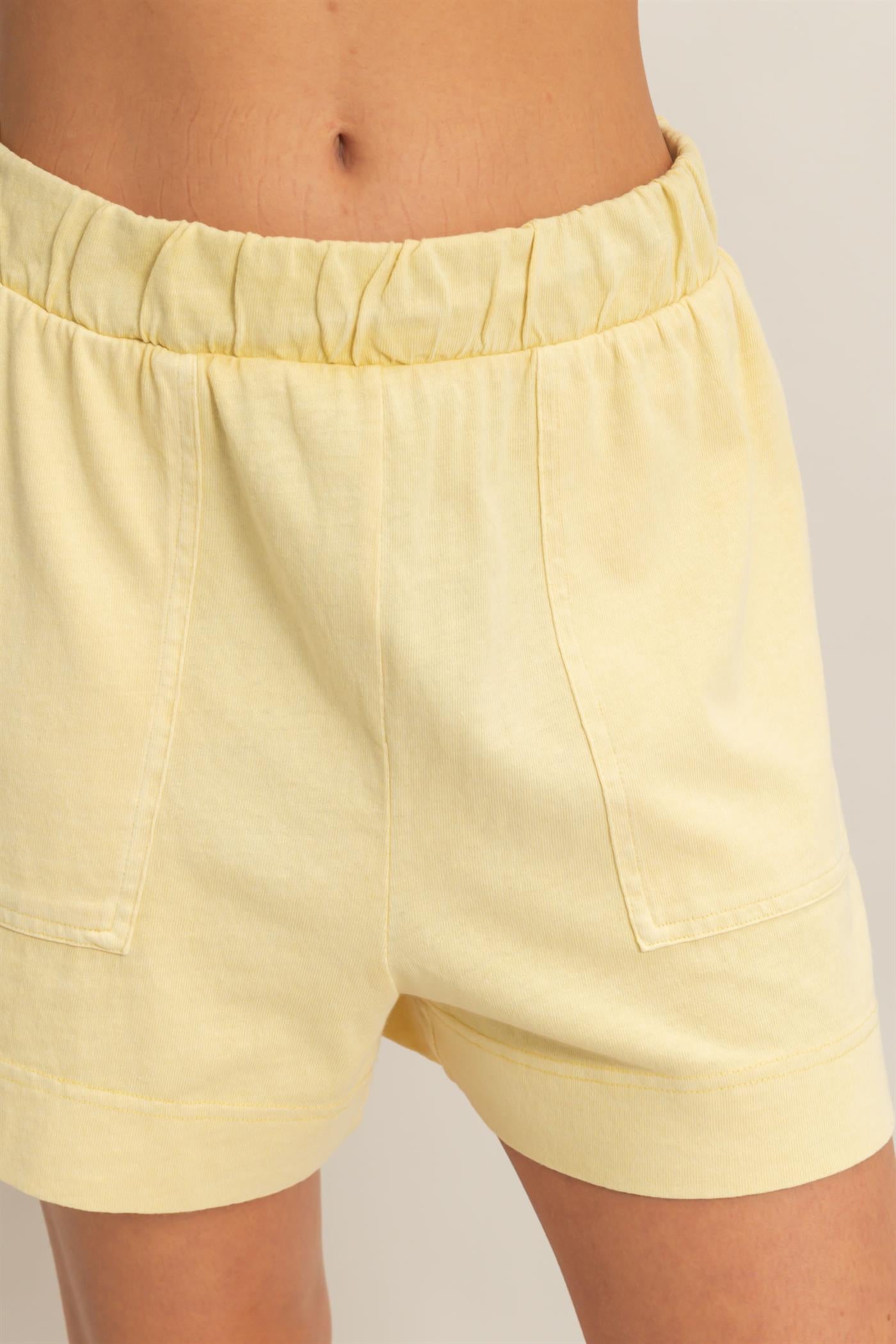 Wholesale Sleeveless Round Neck Top & Shorts Set Clothing DZ26C730-SET PALE YELLOW DOUBLE ZERO