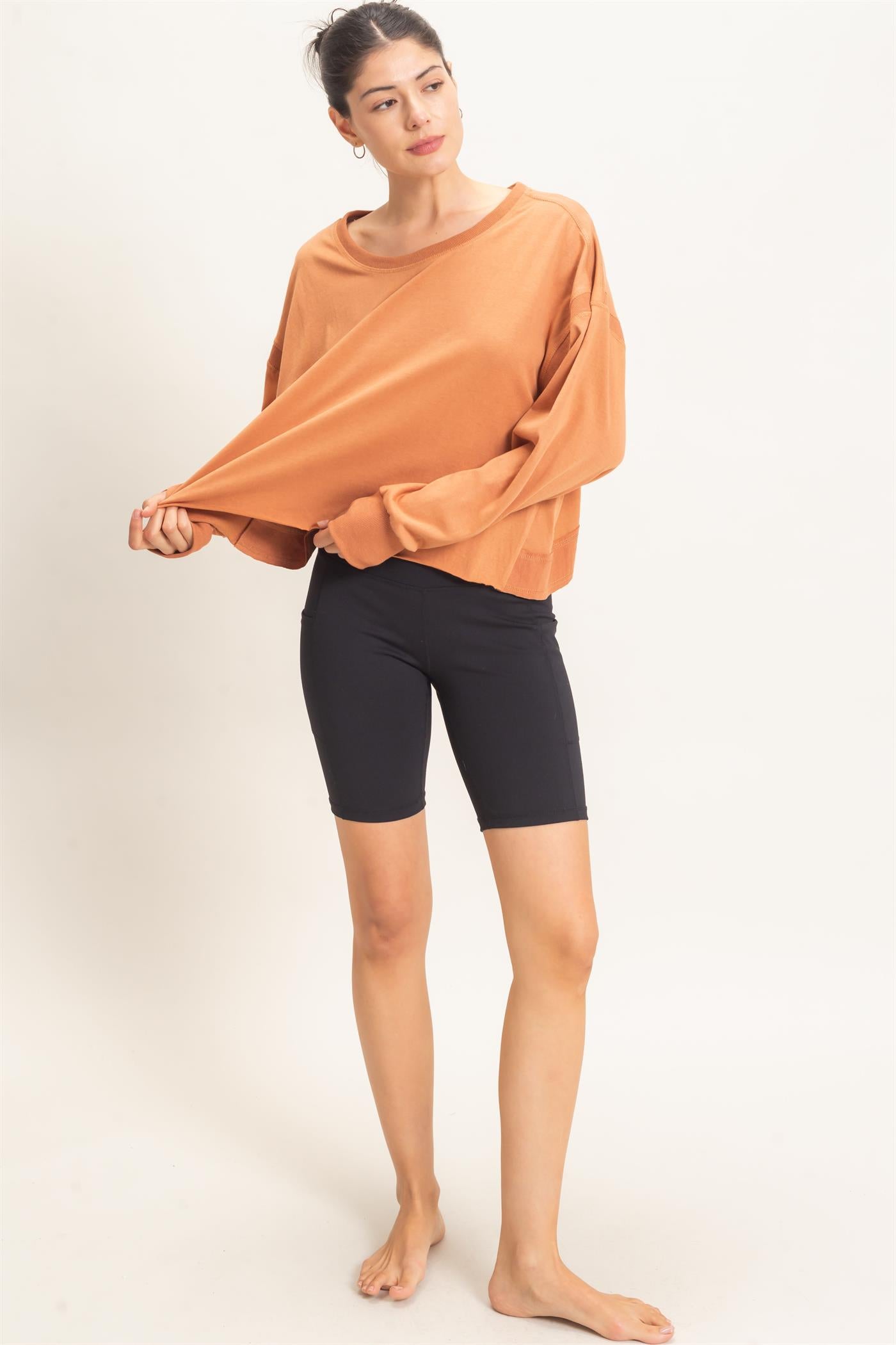 Wholesale Crew Neck Top Clothing Tops HF26C808 SIENNA BROWN HYFVE