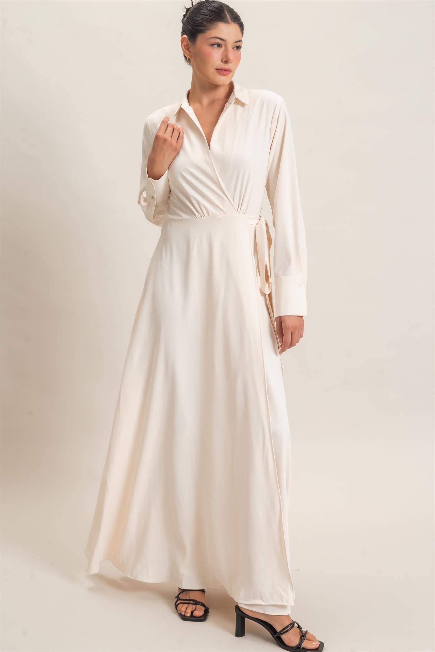 Wholesale Collared Wrap Shirt Dress Dresses HF25E869 ALPACA HYFVE