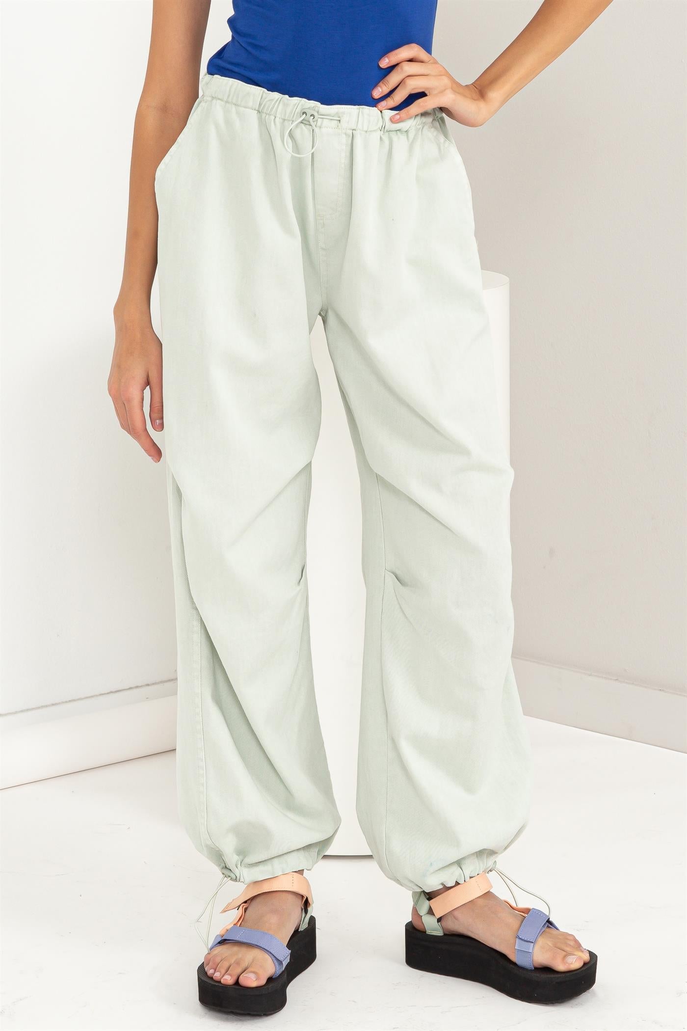 Wholesale Mid Rise Parachute Pants Pants DZ24A518 MINT DOUBLE ZERO