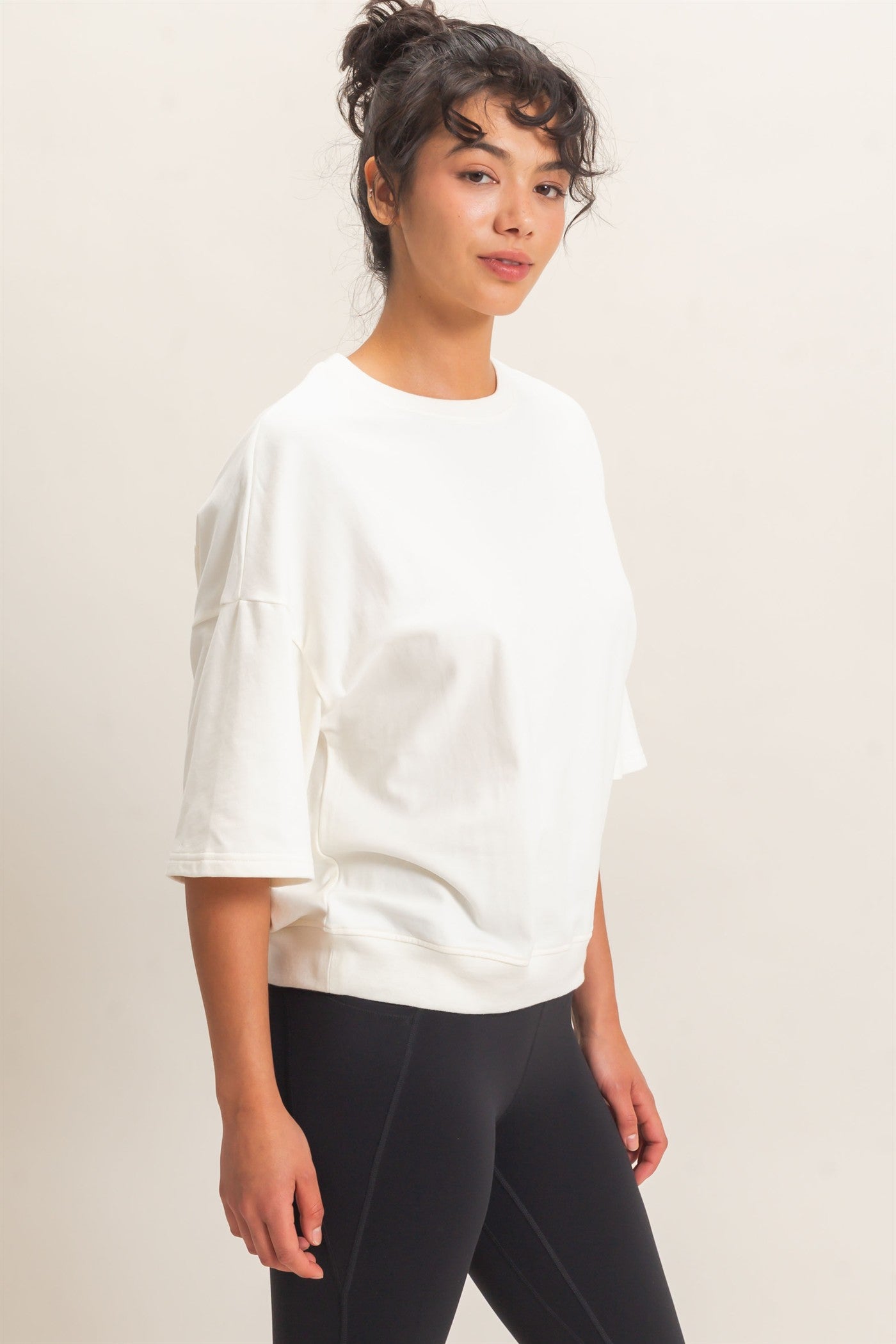 Wholesale Washed Crew Neck Short Sleeve Top Clothing Tops DZ26E381 CREAM DOUBLE ZERO
