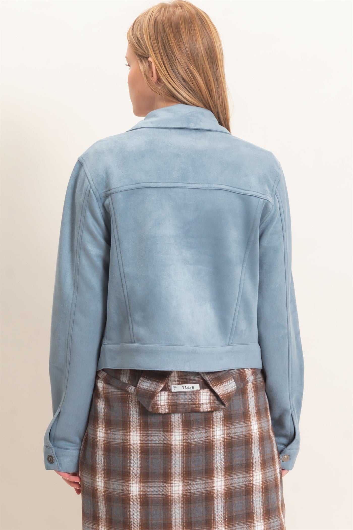 Wholesale Button-Up Suede Jacket Coats & Jackets HF26C772 STEEL BLUE HYFVE