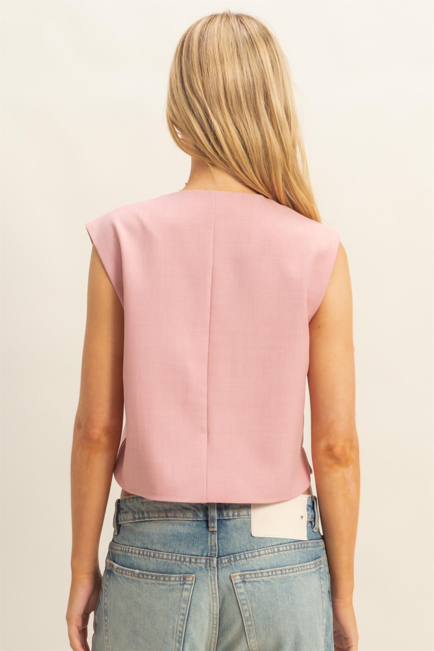 Wholesale Sleek Sleeveless Vest Top Clothing Tops HF25E489 ROSE HYFVE