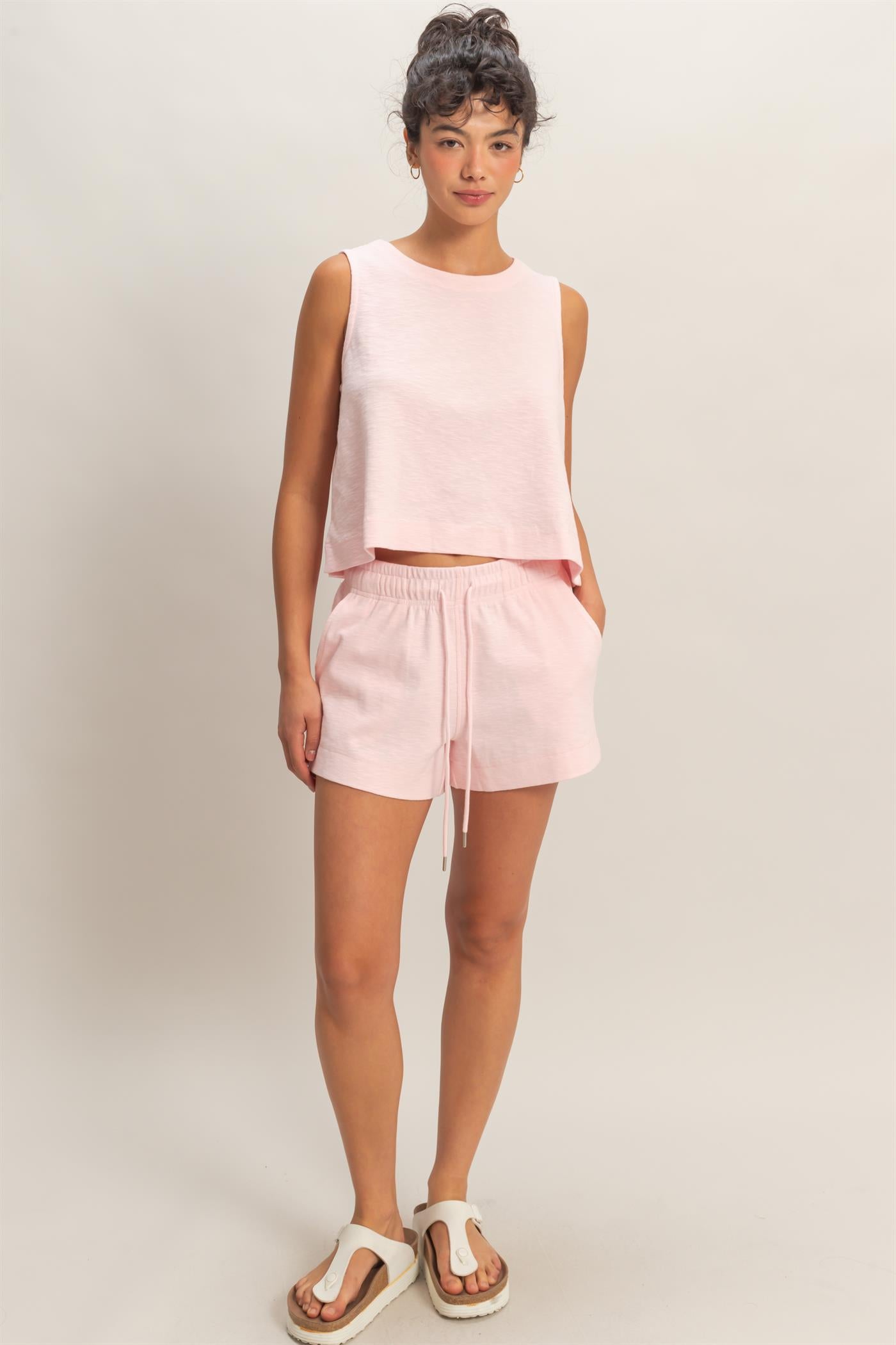 Wholesale Cotton Drawstring Pocket Shorts Shorts DZ25A748 SOFT PINK DOUBLE ZERO