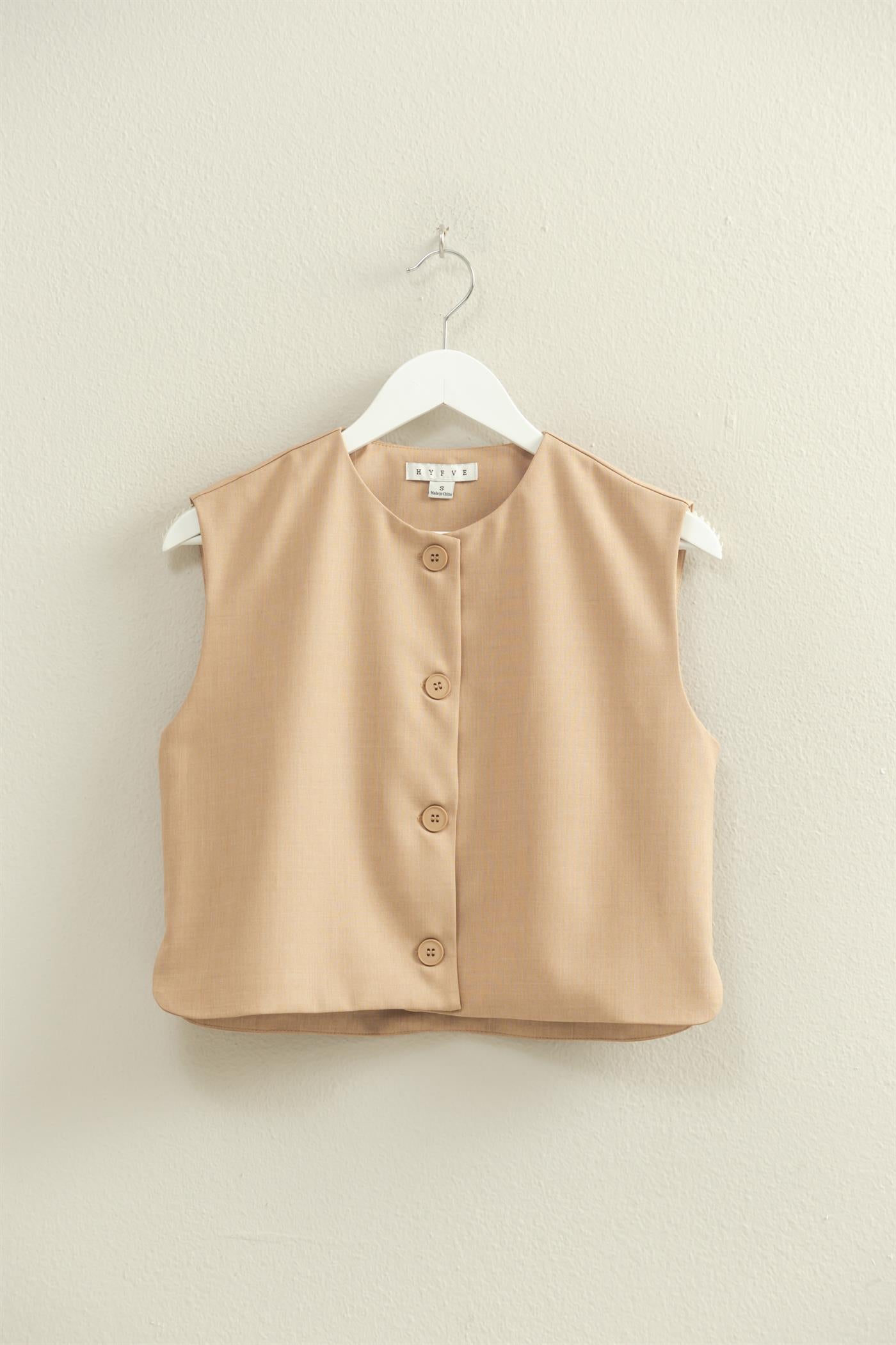 Wholesale Sleek Sleeveless Vest Top Clothing Tops HF25E489 BROWN HYFVE