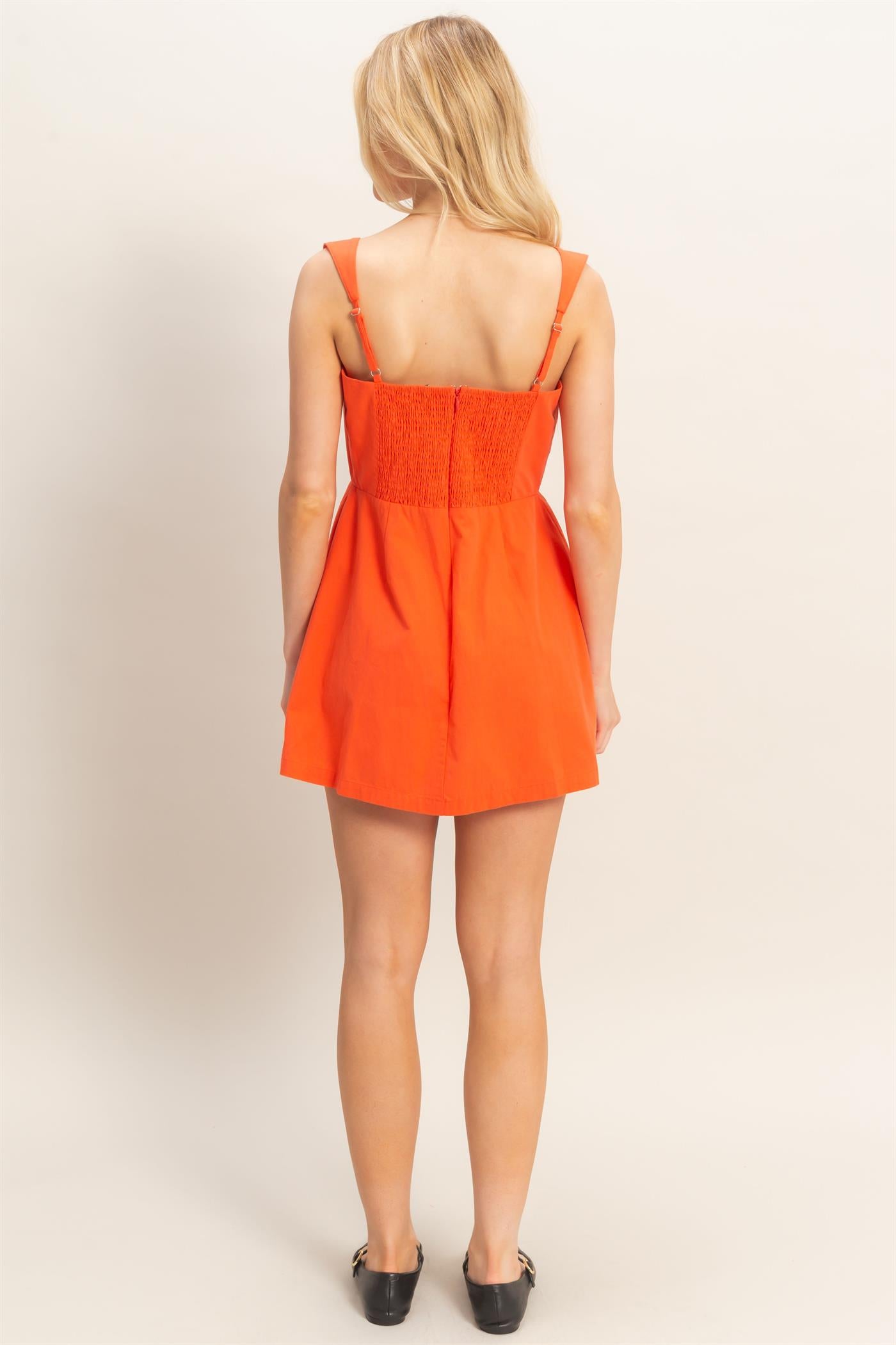 Wholesale Square Neck Mini Dress Dresses HF26C150 ORANGE RED HYFVE
