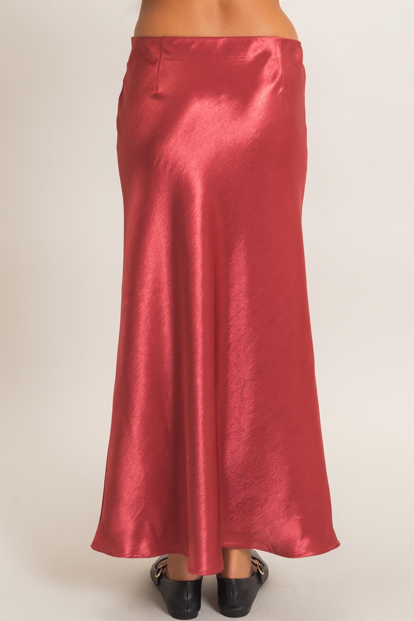 Wholesale Satin Midi Skirt Skirts DZ26C962 DARK RED DOUBLE ZERO