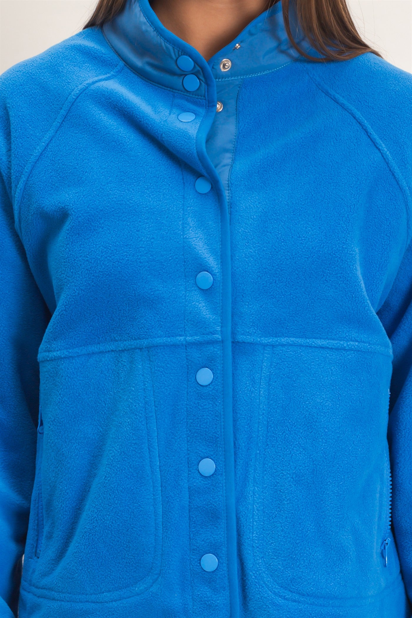 Wholesale Fleece Jacket With Button Front Coats & Jackets DZ26F086 COBALT DOUBLE ZERO
