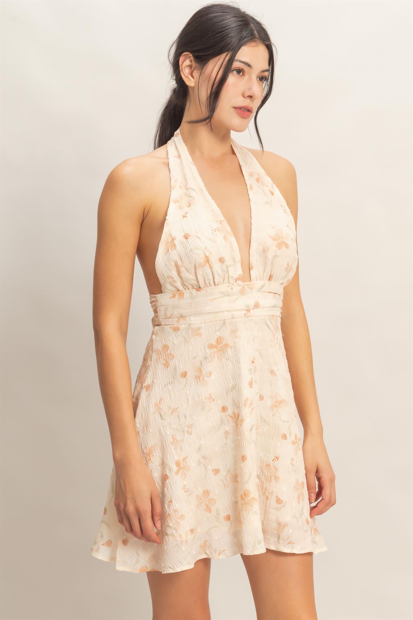 Wholesale Floral Halter Dress Dresses HF26A349 SIENNA HYFVE