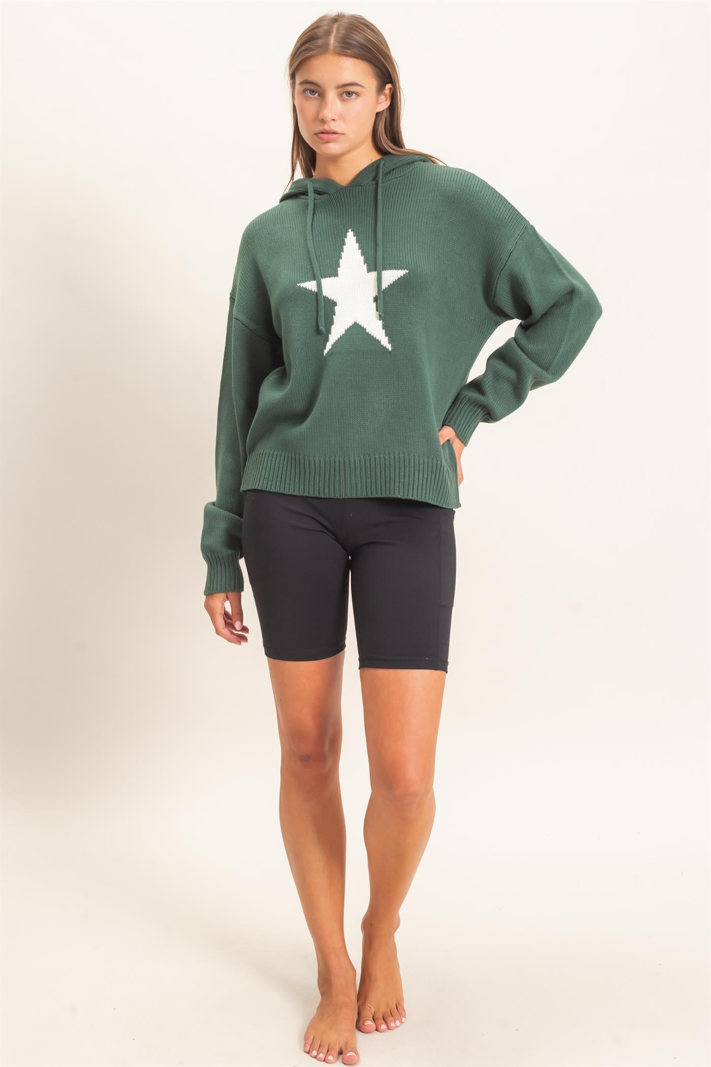 Wholesale Star Hooded Sweater Hoodies DZ26E811 DARK GREEN DOUBLE ZERO