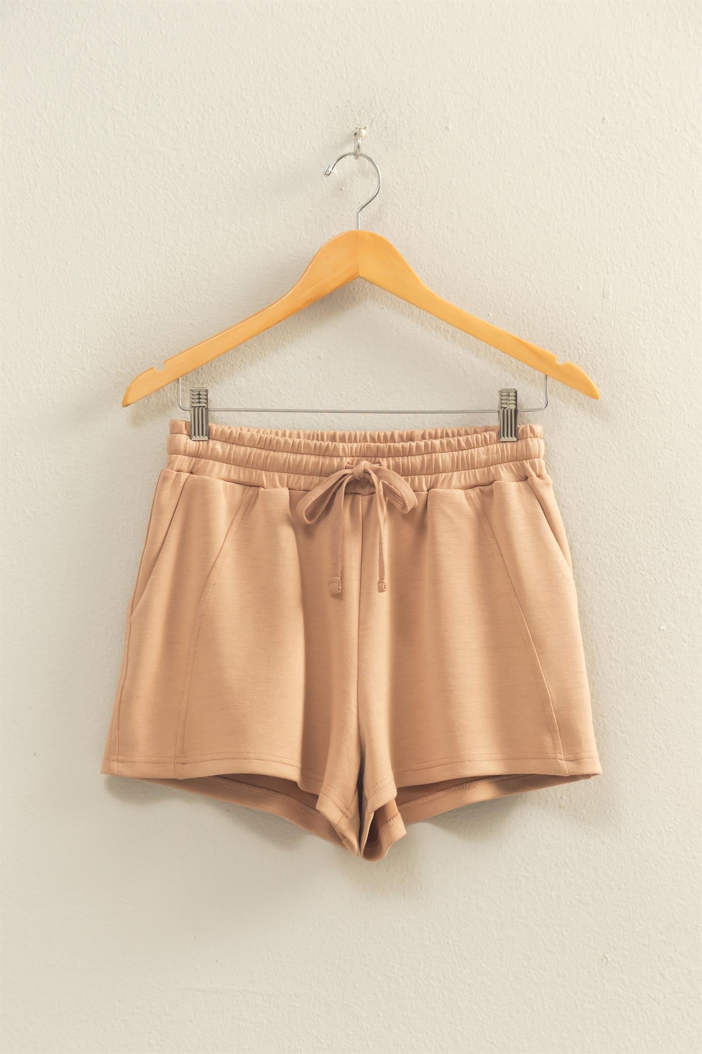 Wholesale Drawstring Waist Shorts Shorts DZ26C708 DARK TAUPE DOUBLE ZERO