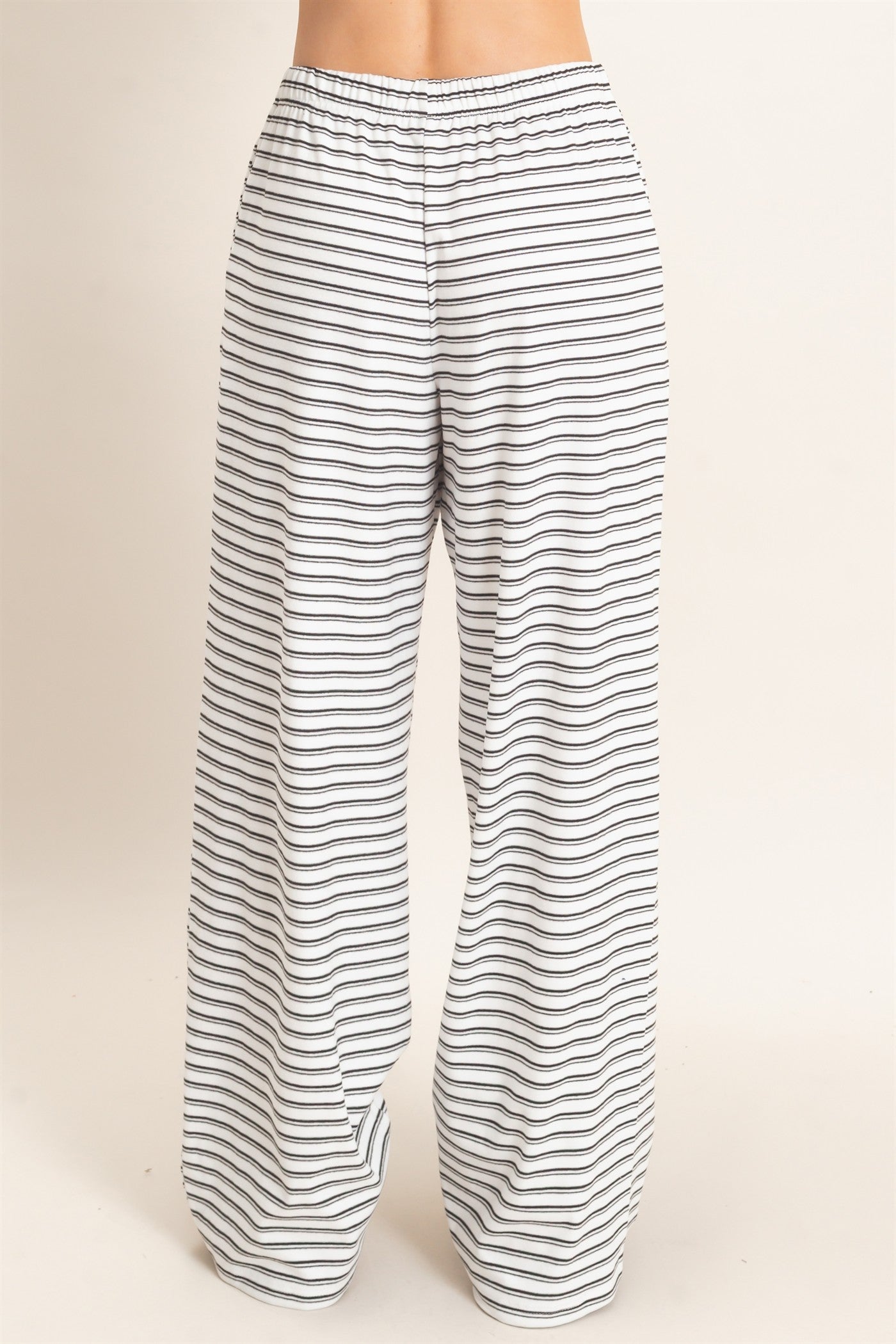 Wholesale Striped Elastic Waist Pants Pants HF26C677 WHITE HYFVE