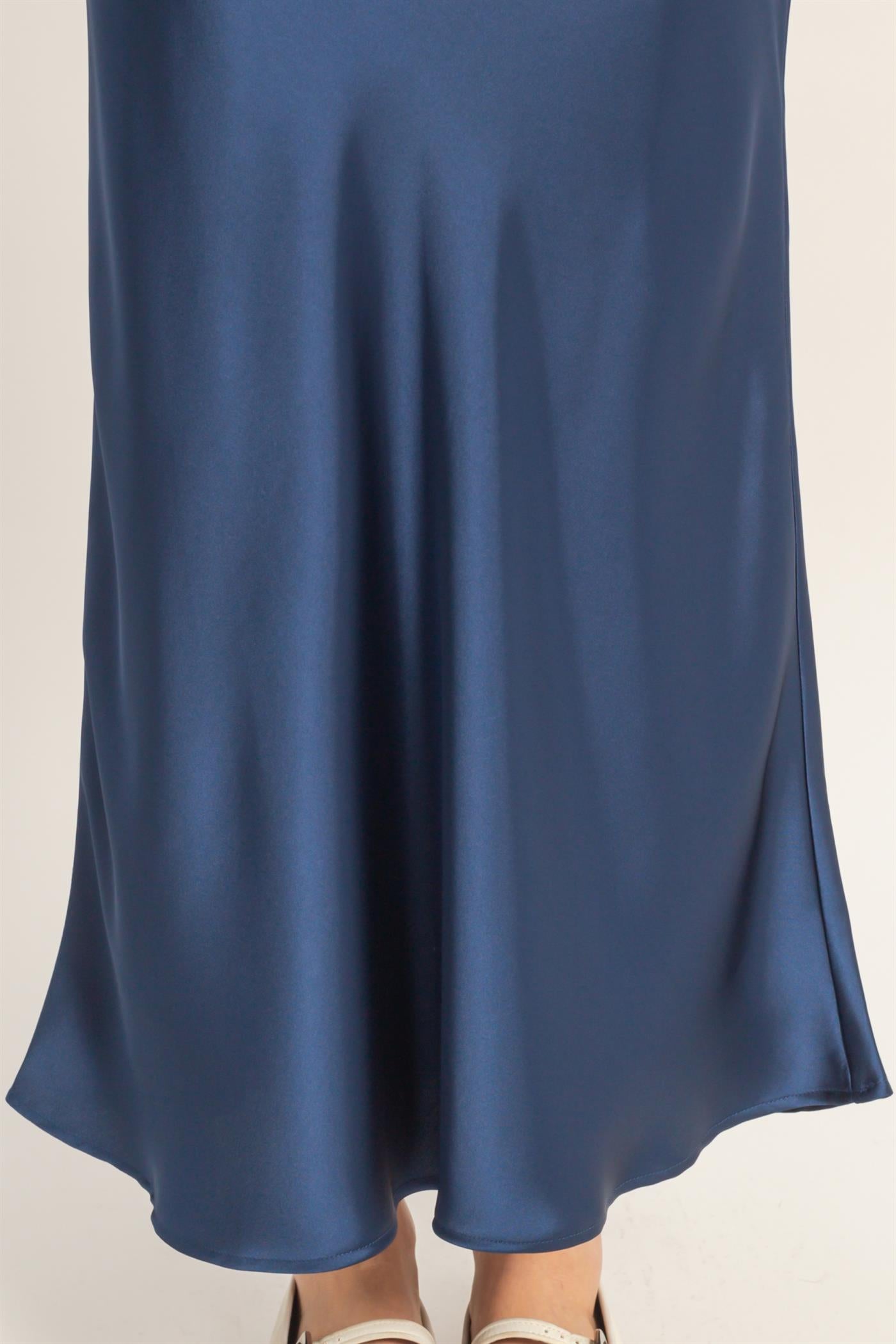Wholesale Satin Midi Skirt Skirts DZ26A050 NAVY DOUBLE ZERO