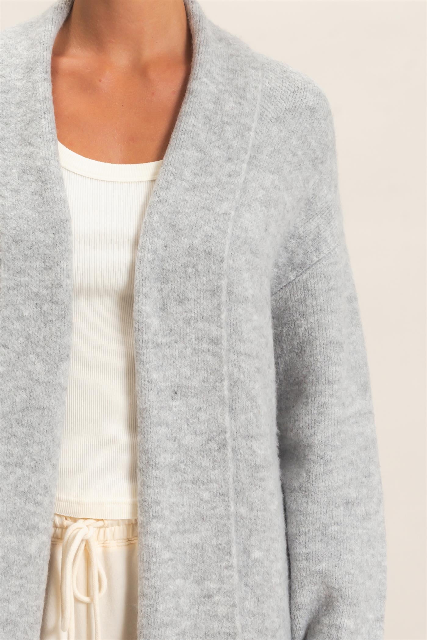 Wholesale Duster Cardigan Sweaters DZ26E267 HEATHER GRAY DOUBLE ZERO