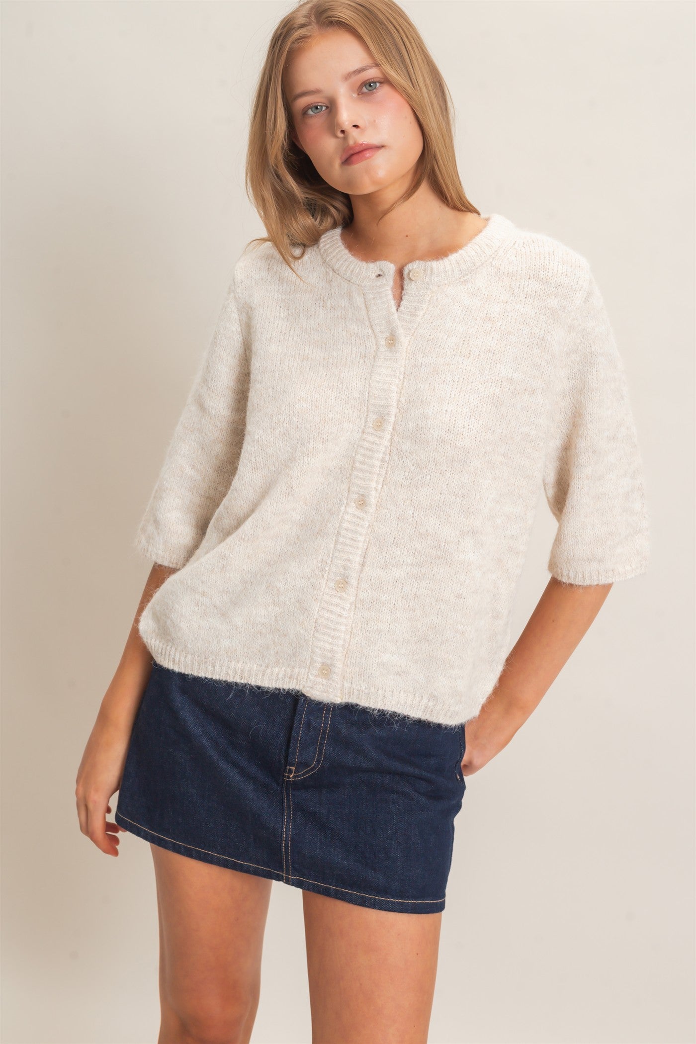 Wholesale Button-Up Cardigan Cardigans HF26E228 OATMEAL HYFVE