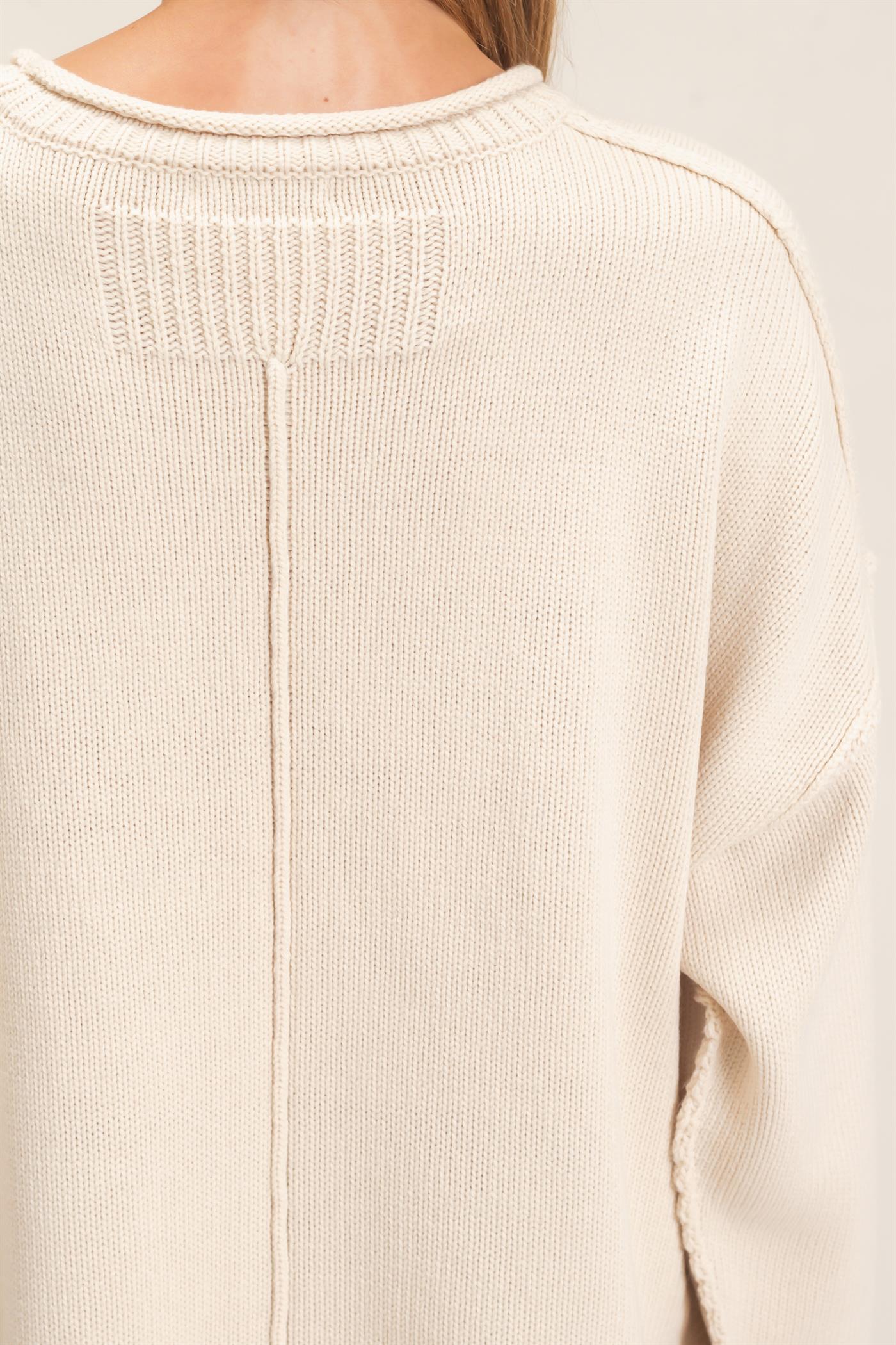 Wholesale Ribbed Crew Neck Sweater Sweaters HF26E769 SAND IVORY HYFVE