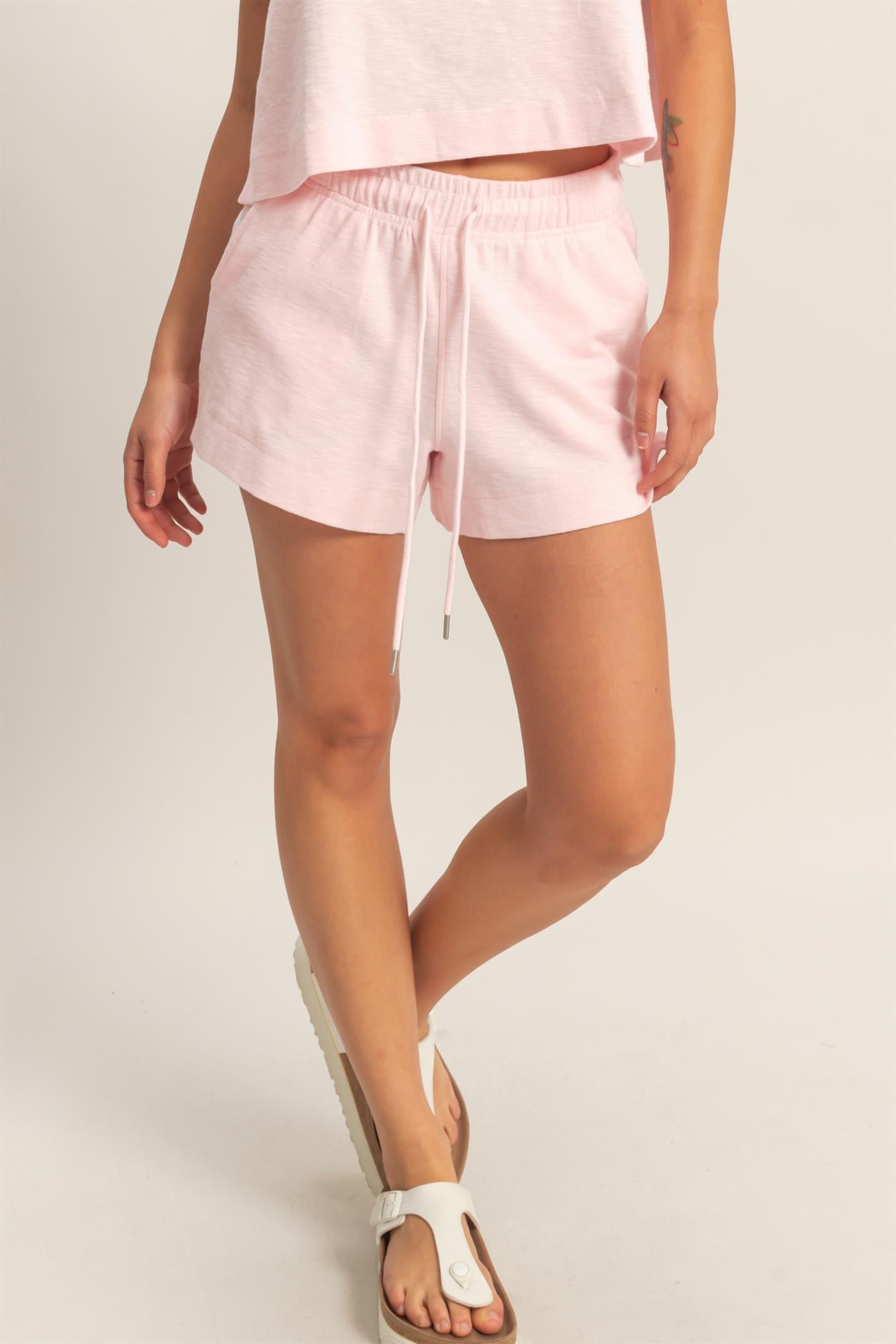 Wholesale Cotton Drawstring Pocket Shorts Shorts DZ25A748 SOFT PINK DOUBLE ZERO