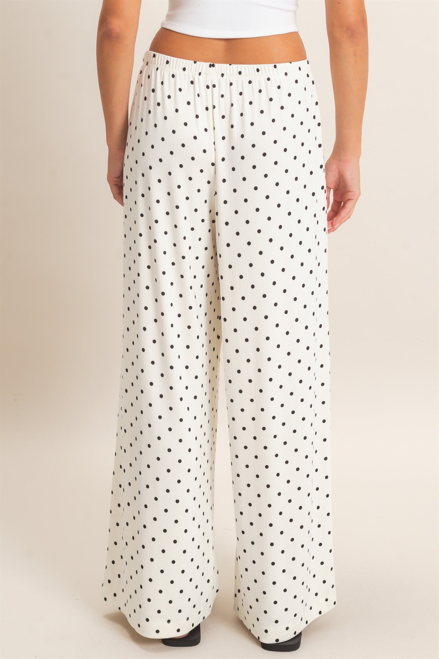 Wholesale Polka Dot Wide Leg Pants Pants DZ27A168 CREAM DOUBLE ZERO