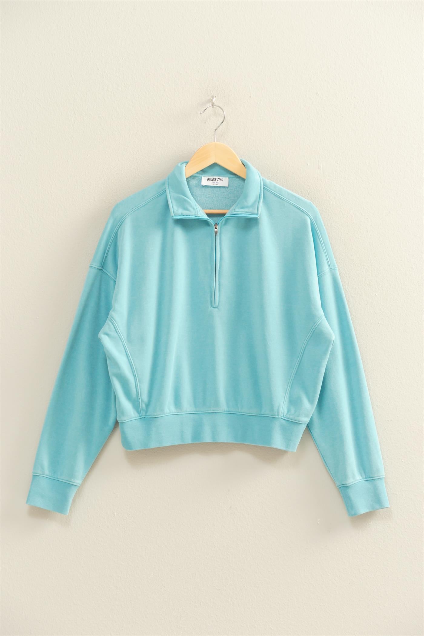Wholesale Love This Way Half-Zip Sweatshirt Sweatshirts DZ25C908 SKY BLUE DOUBLE ZERO