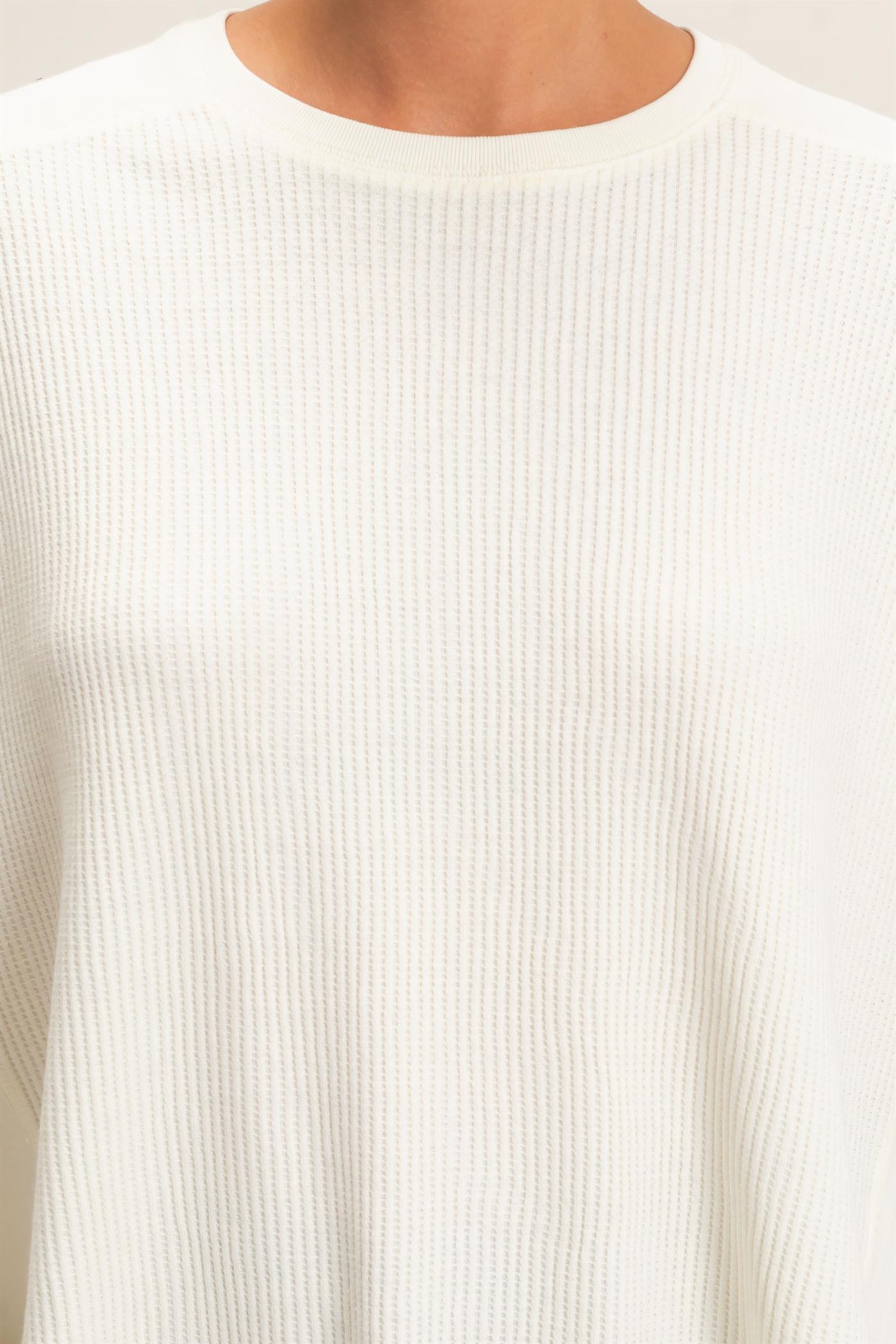 Wholesale Oversized Mineral Washed Waffle Knit Top Clothing Tops DZ26E654 CREAM DOUBLE ZERO