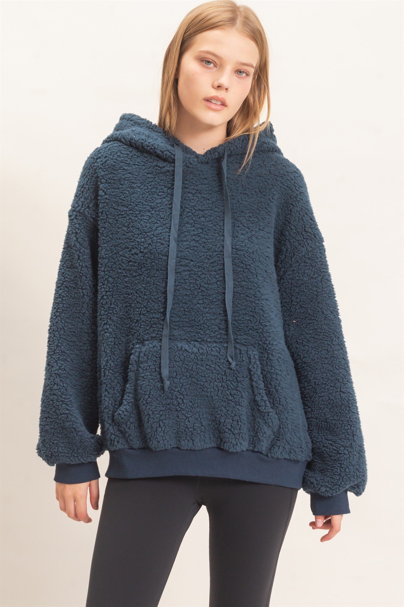 Wholesale Plush Sherpa Pullover Hoodie Hoodies HF26F289 MIDNIGHT BLUE HYFVE