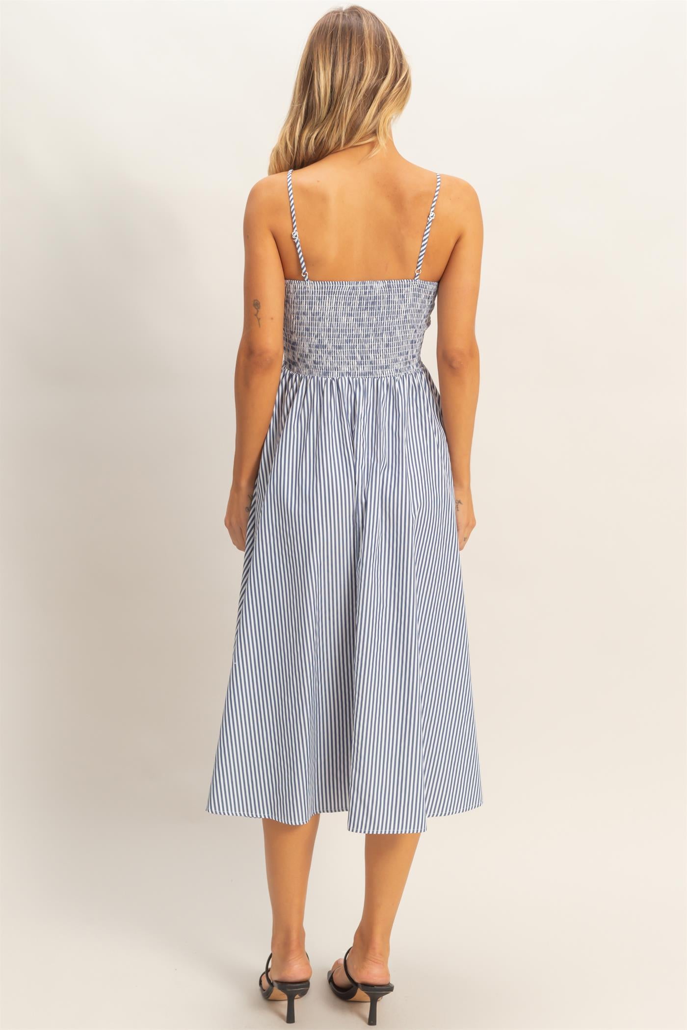 Wholesale Striped Spaghetti Strap Dress Dresses HF26A291-D NAVY HYFVE