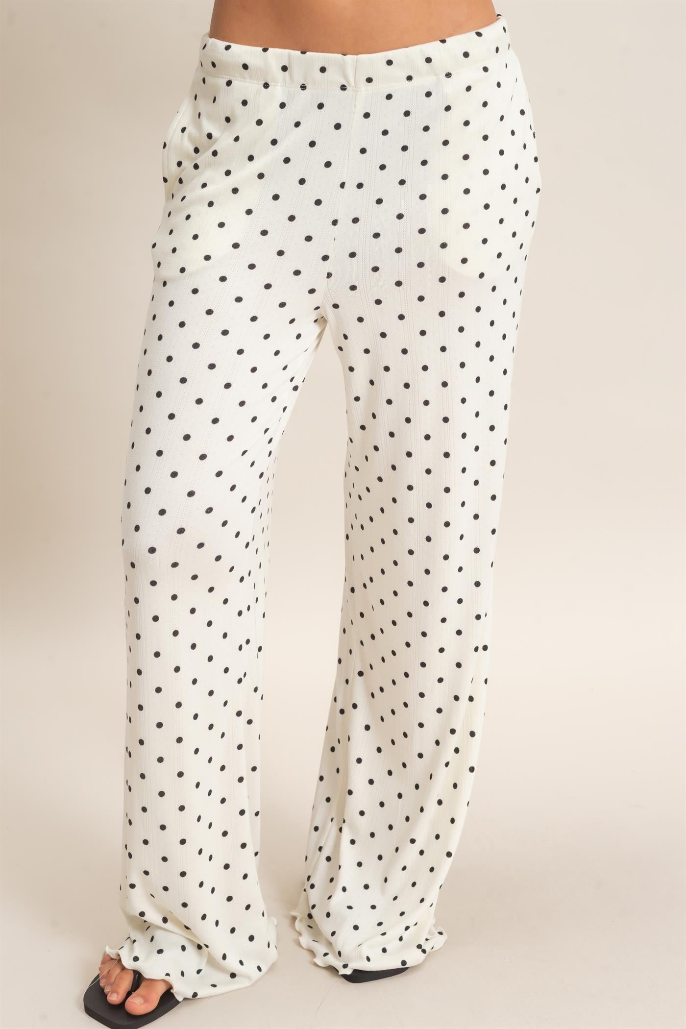 Wholesale Polka Dot Long Sleeve Top & Pants Set Clothing DZ26E914-SET CREAM DOUBLE ZERO