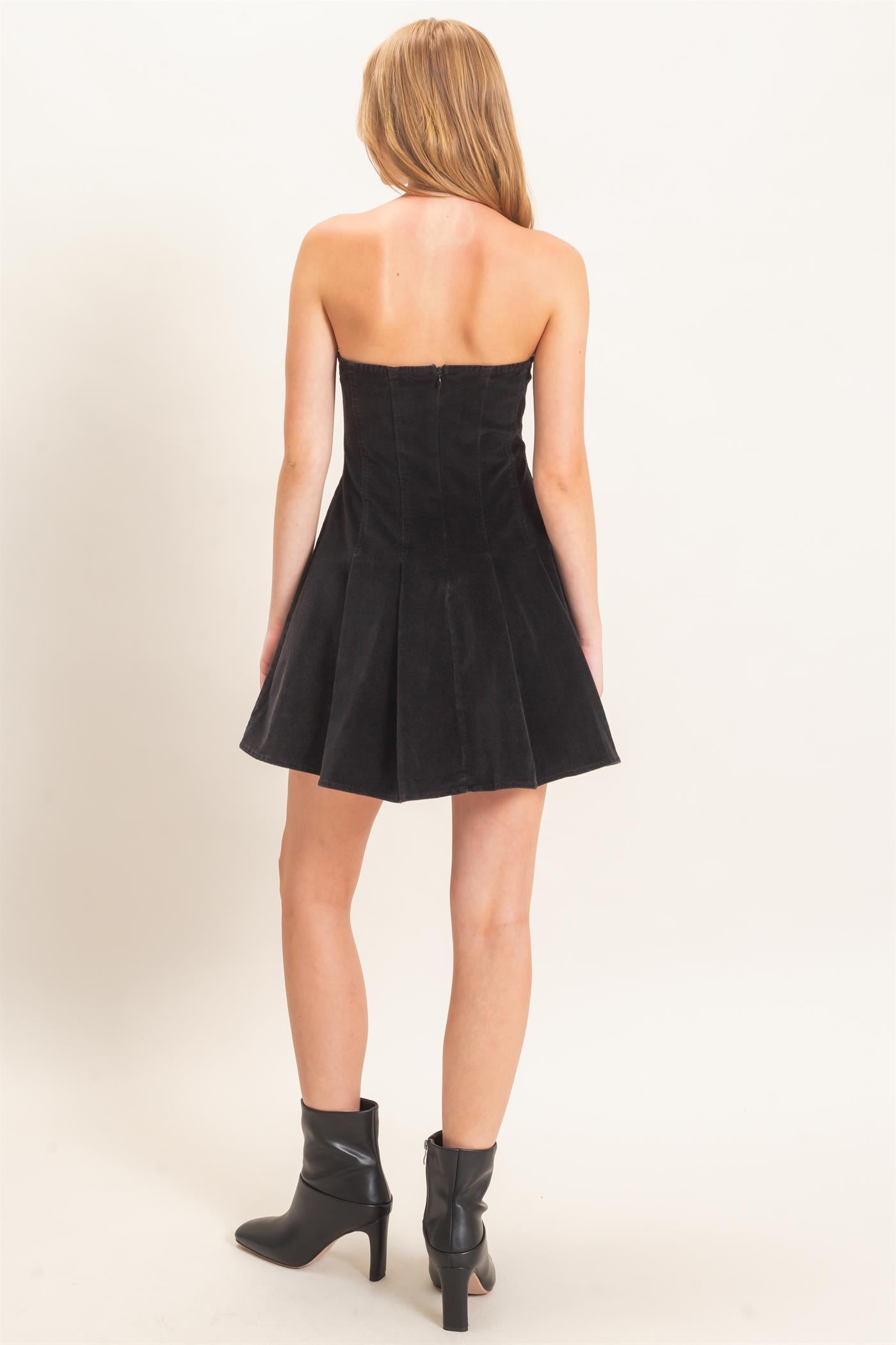 Wholesale Strapless Mineral Wash Dress Dresses HF26F215 BLACK HYFVE