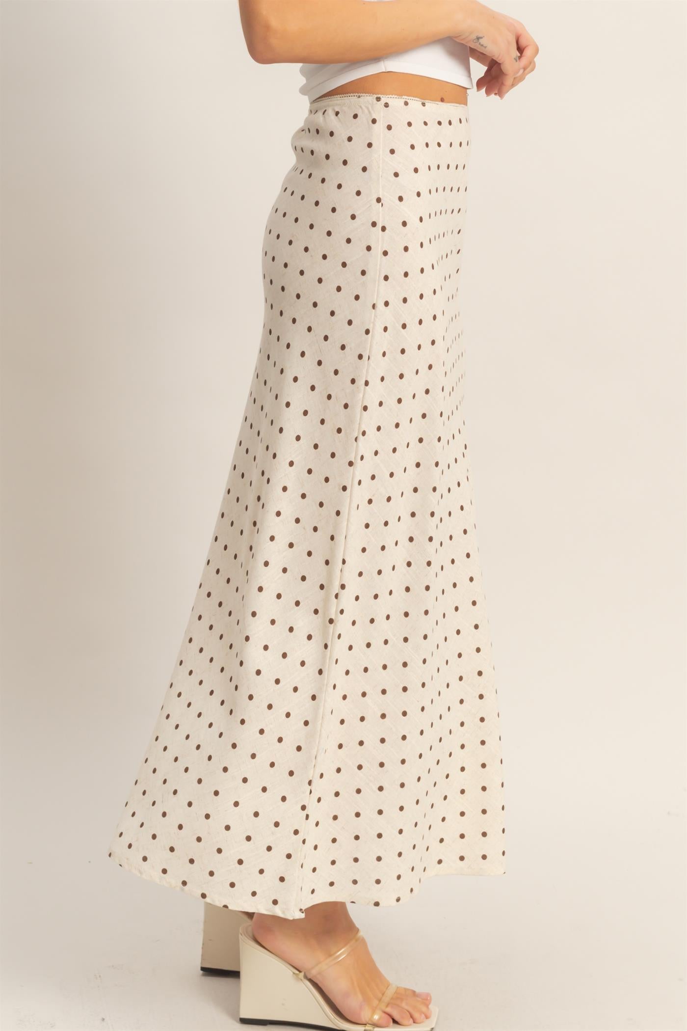 Wholesale Polka Dot A-Line Skirt Skirts HF26E416-D OATMEAL HYFVE