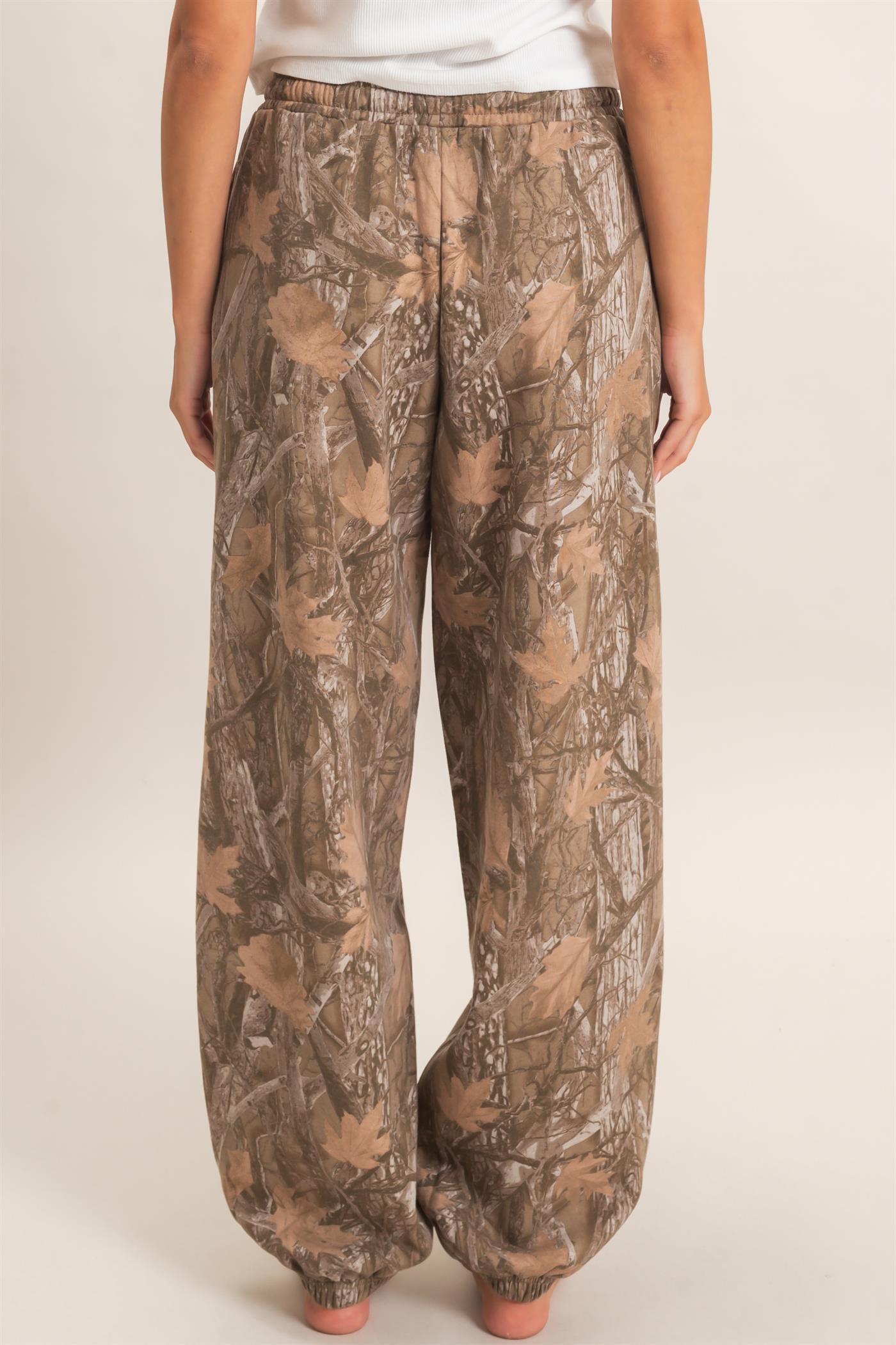 Wholesale Tree Camouflage Print Jogger Pants Pants DZ26E790 BROWN DOUBLE ZERO