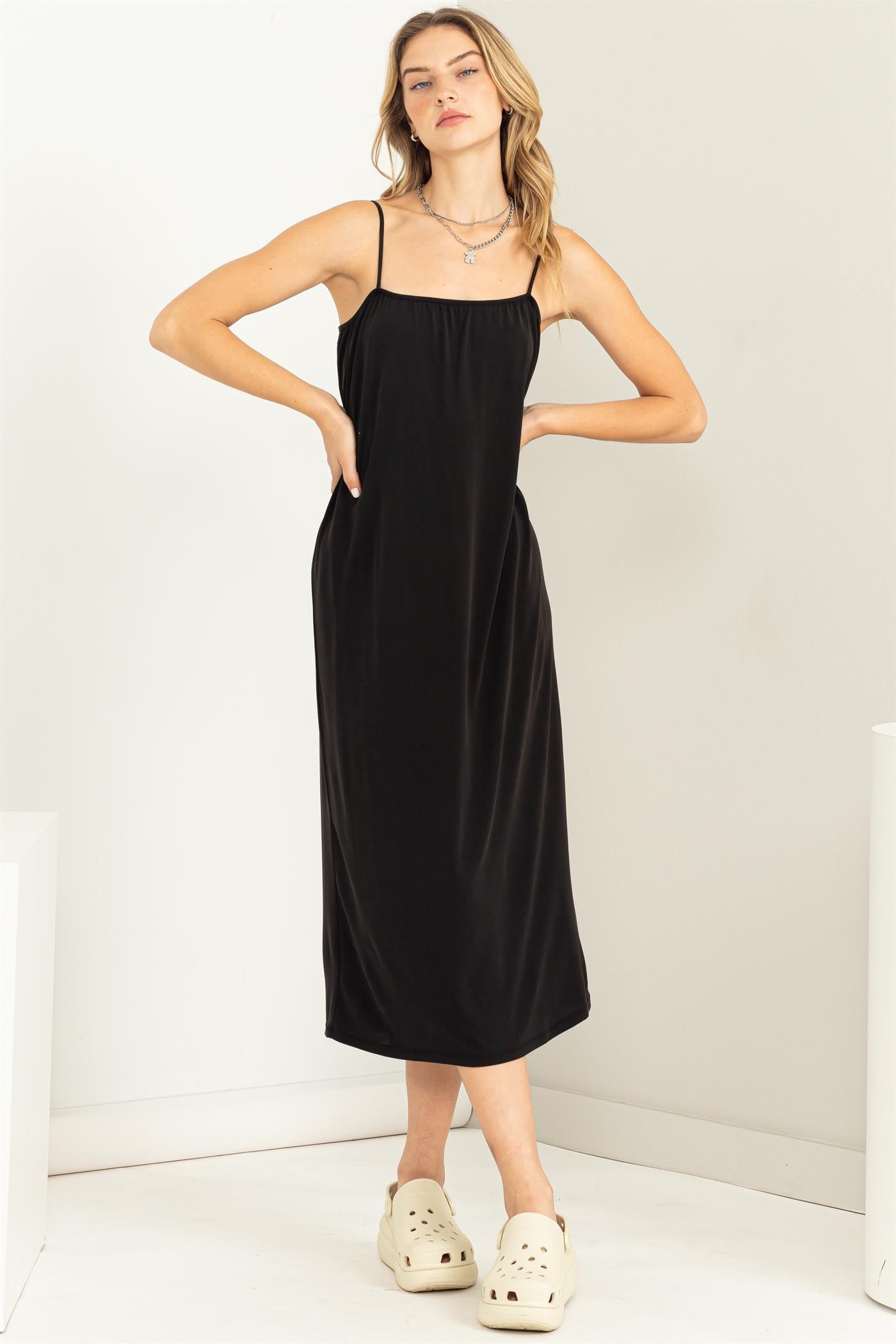 Wholesale Extra Love Tie-Back Midi Dress Dresses DZ22G696 BLACK DOUBLE ZERO