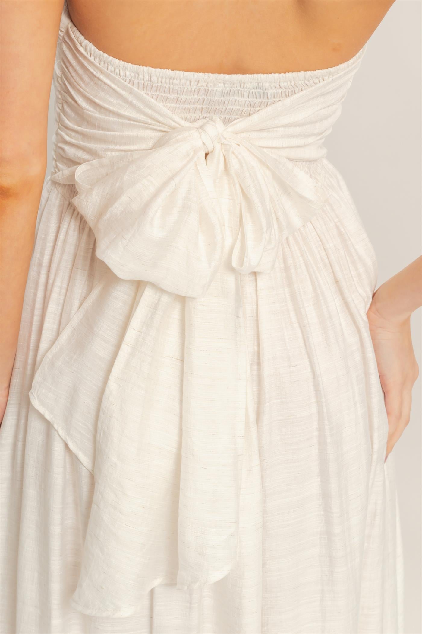 Wholesale Strapless Tie-Back Smocked Dress Dresses HF26C750 WHITE HYFVE