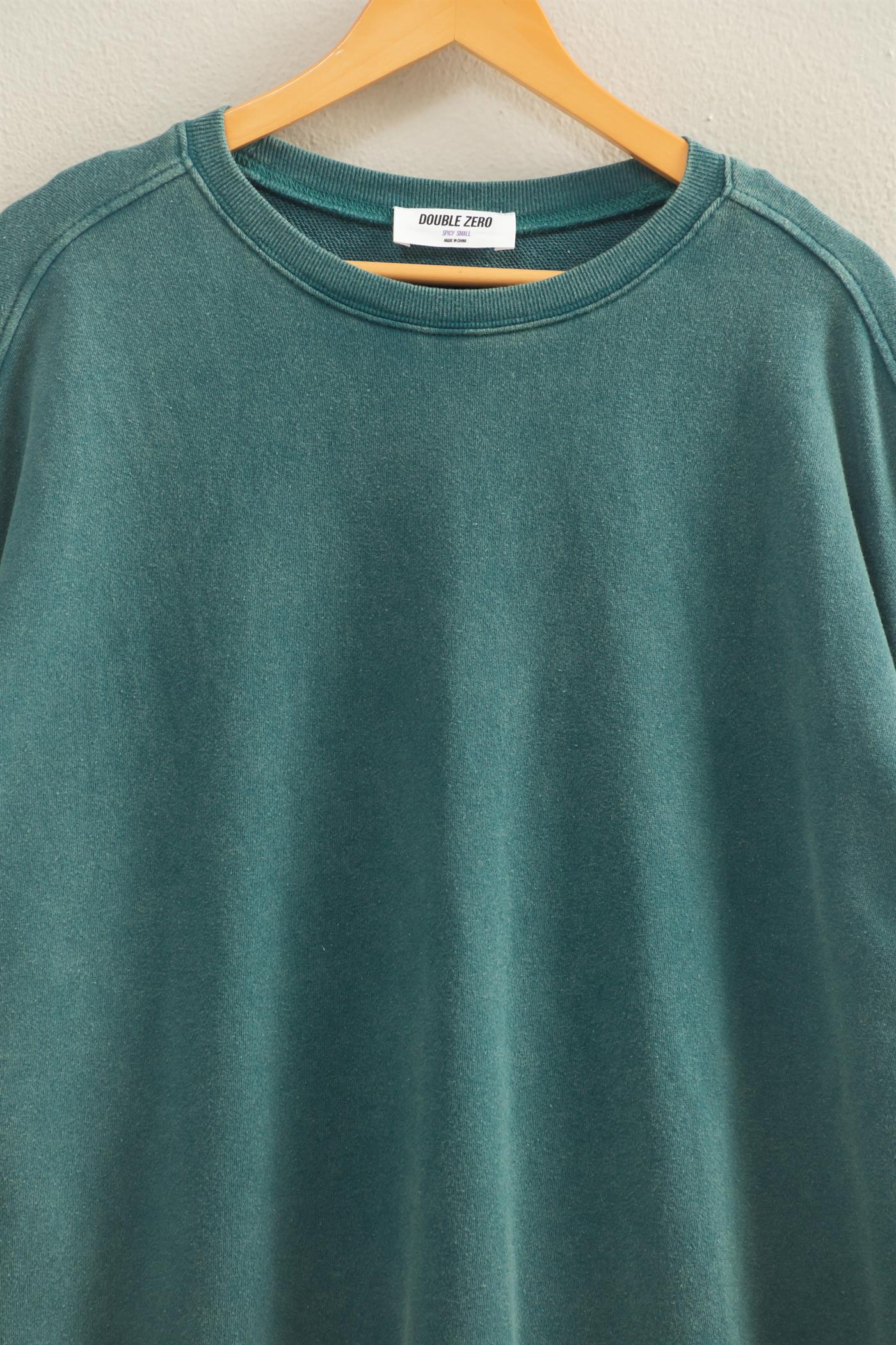 Wholesale Acid Wash Oversized Sweatshirt Sweatshirts DZ26A984 DARK TEAL DOUBLE ZERO