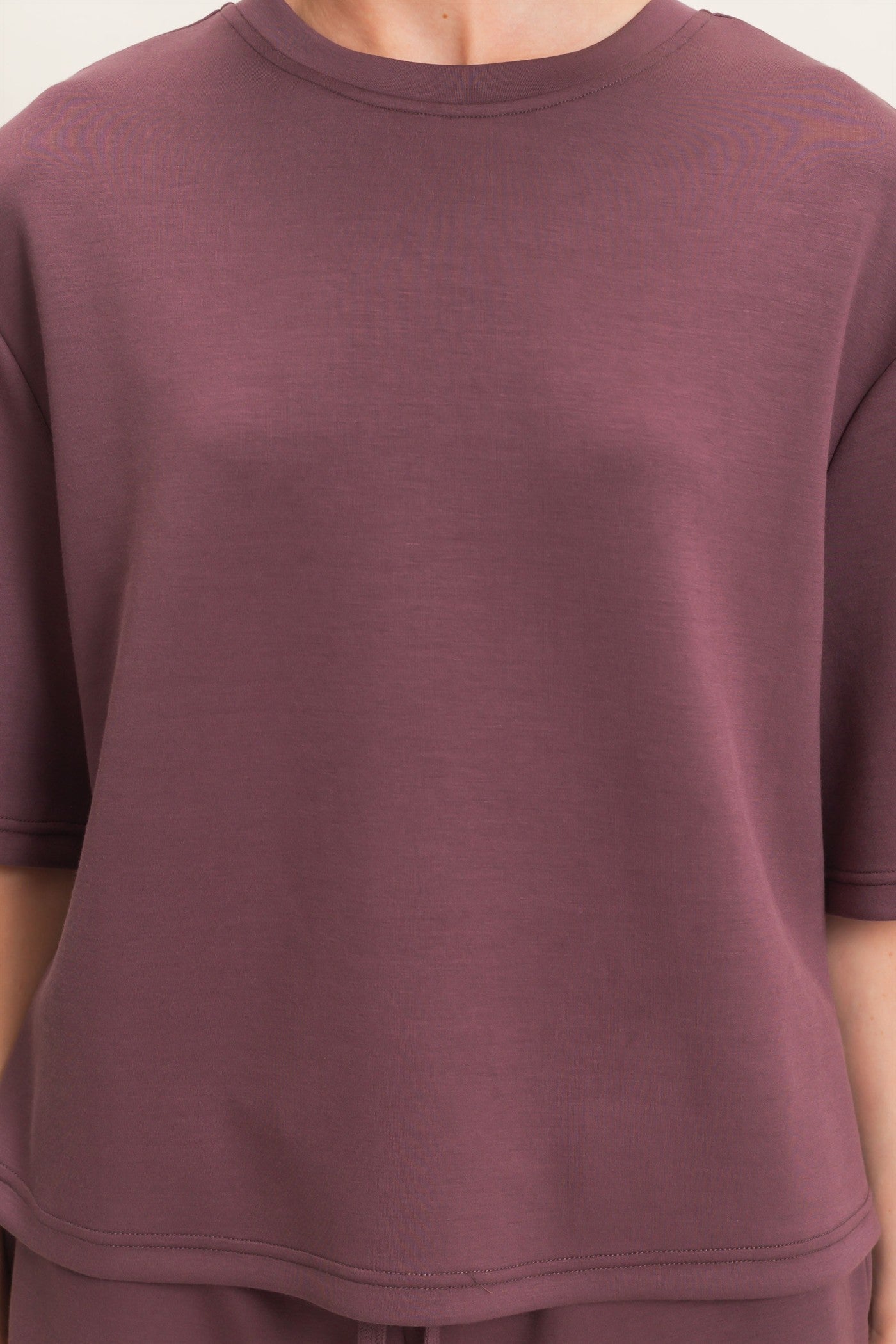 Wholesale Loose Fit Crew Neck Short Sleeve Top Clothing Tops DZ26C965 COCOA DOUBLE ZERO