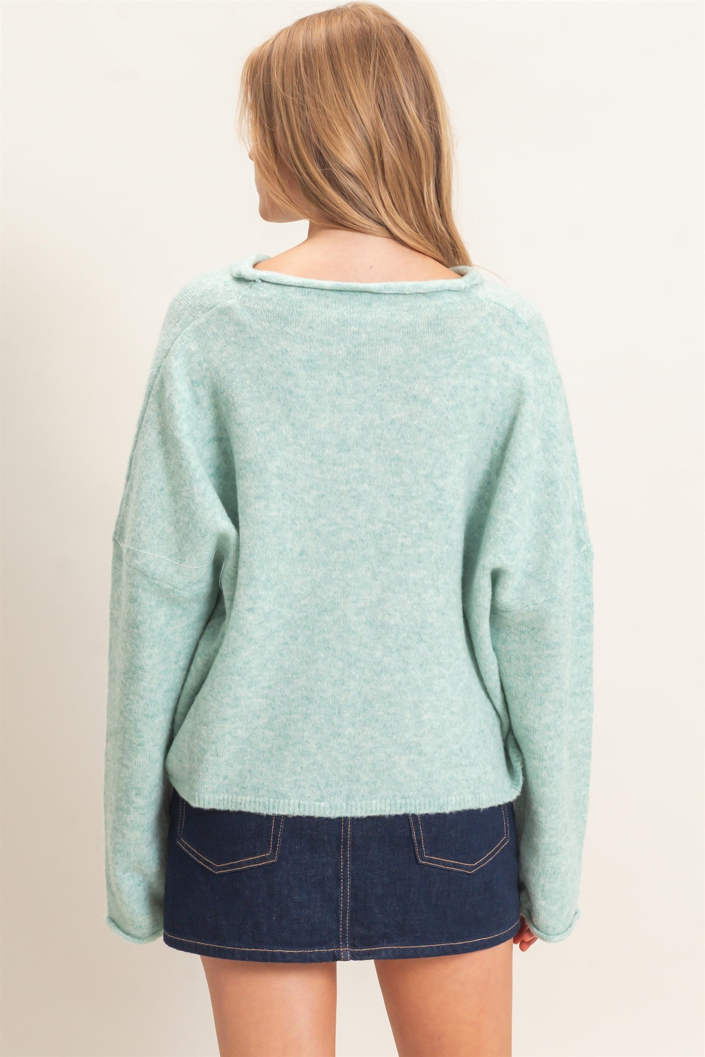Wholesale Button-Up Collared Sweater Cardigan Cardigans HF26E039 EMERALD GREEN HYFVE