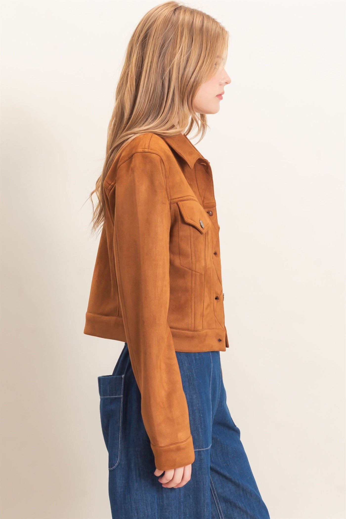 Wholesale Button-Up Suede Jacket Coats & Jackets HF26C772 BROWN HYFVE