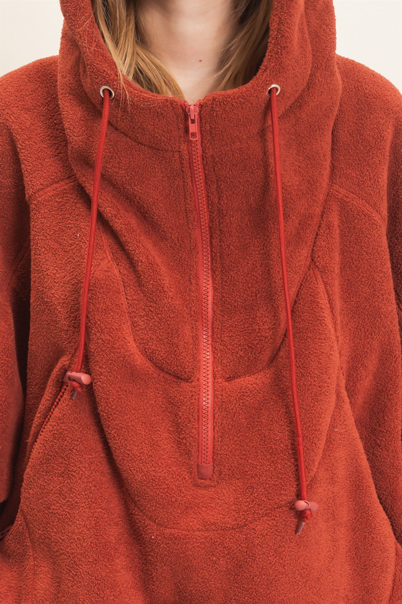 Wholesale Half-Zip Fleece Hoodie Hoodies HF26E561 BRICK HYFVE