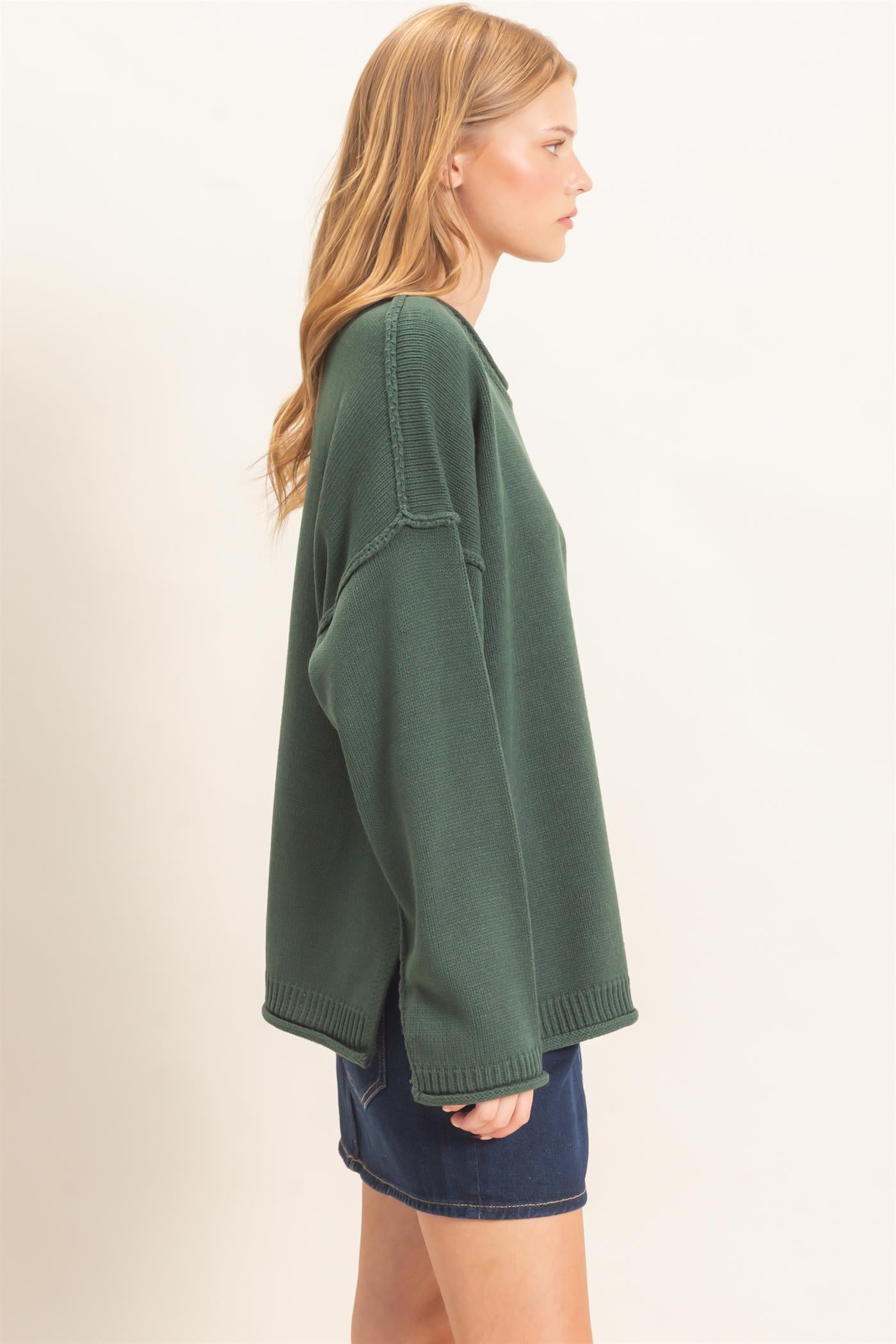 Wholesale Ribbed Crew Neck Sweater Sweaters HF26E769 HUNTER GREEN HYFVE