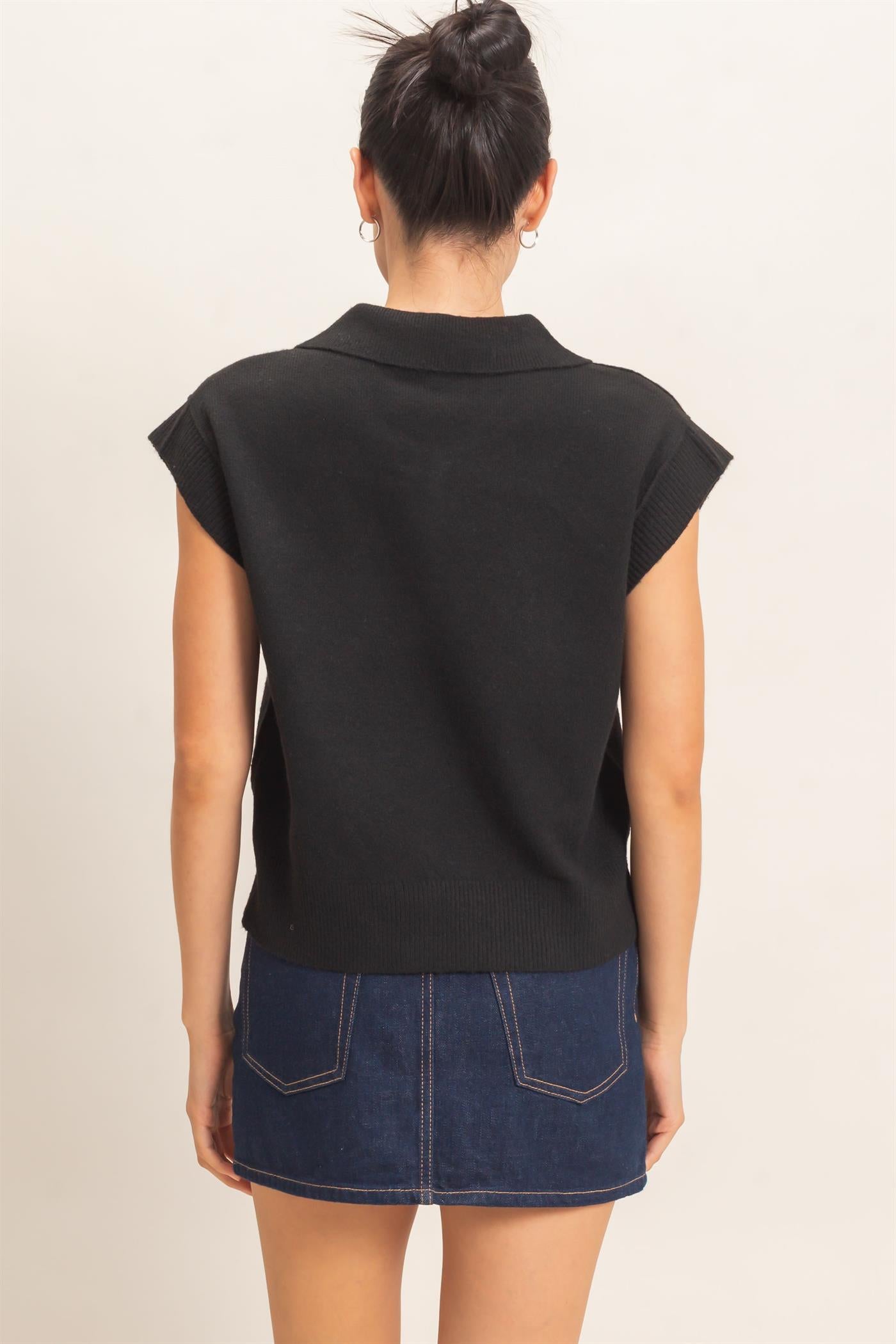 Wholesale Short Sleeve Polo Sweater Sweaters HF26E352 BLACK HYFVE