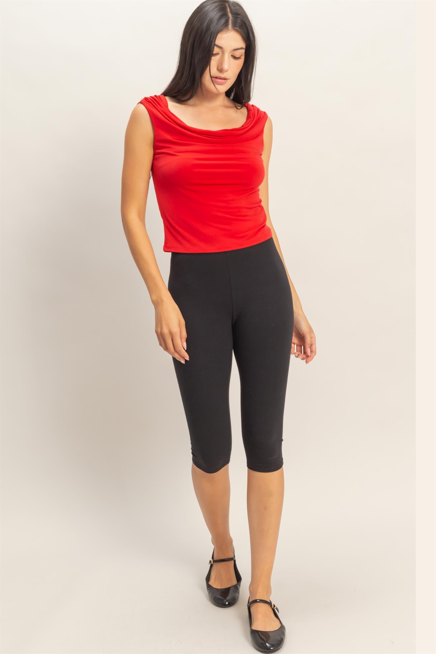 Wholesale Cowl Neck Sleeveless Top Clothing Tops DZ26C274 RED DOUBLE ZERO