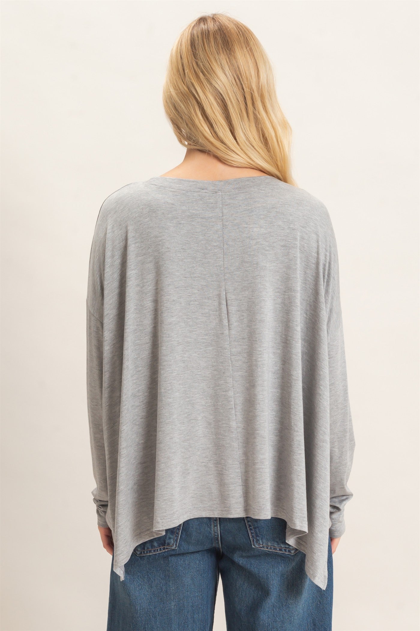 Wholesale Boat Neck Boxy Top Clothing Tops HF26F298 H.GRAY HYFVE