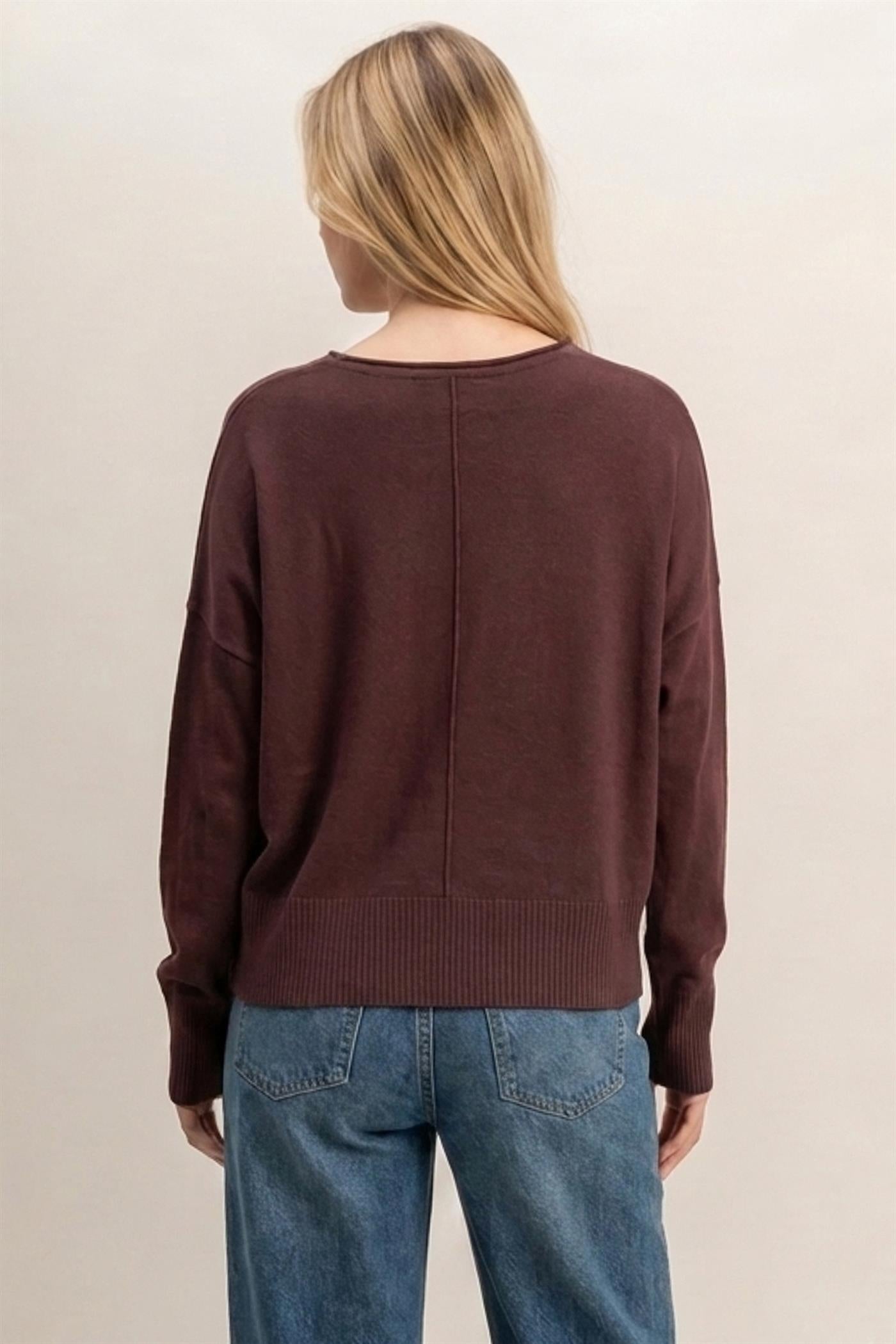 Wholesale Roll Neck Seam Detail Sweater Sweaters DZ26C975 COCOA DOUBLE ZERO