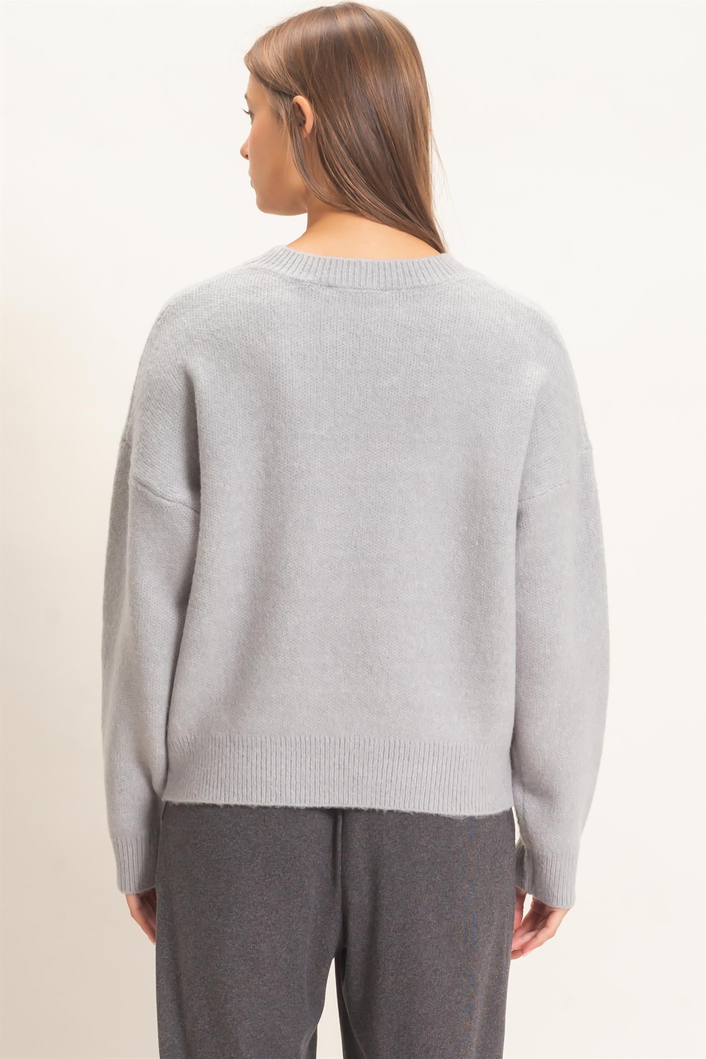 Wholesale Heart Graphic Sweater Sweaters DZ26E430 GRAY DOUBLE ZERO