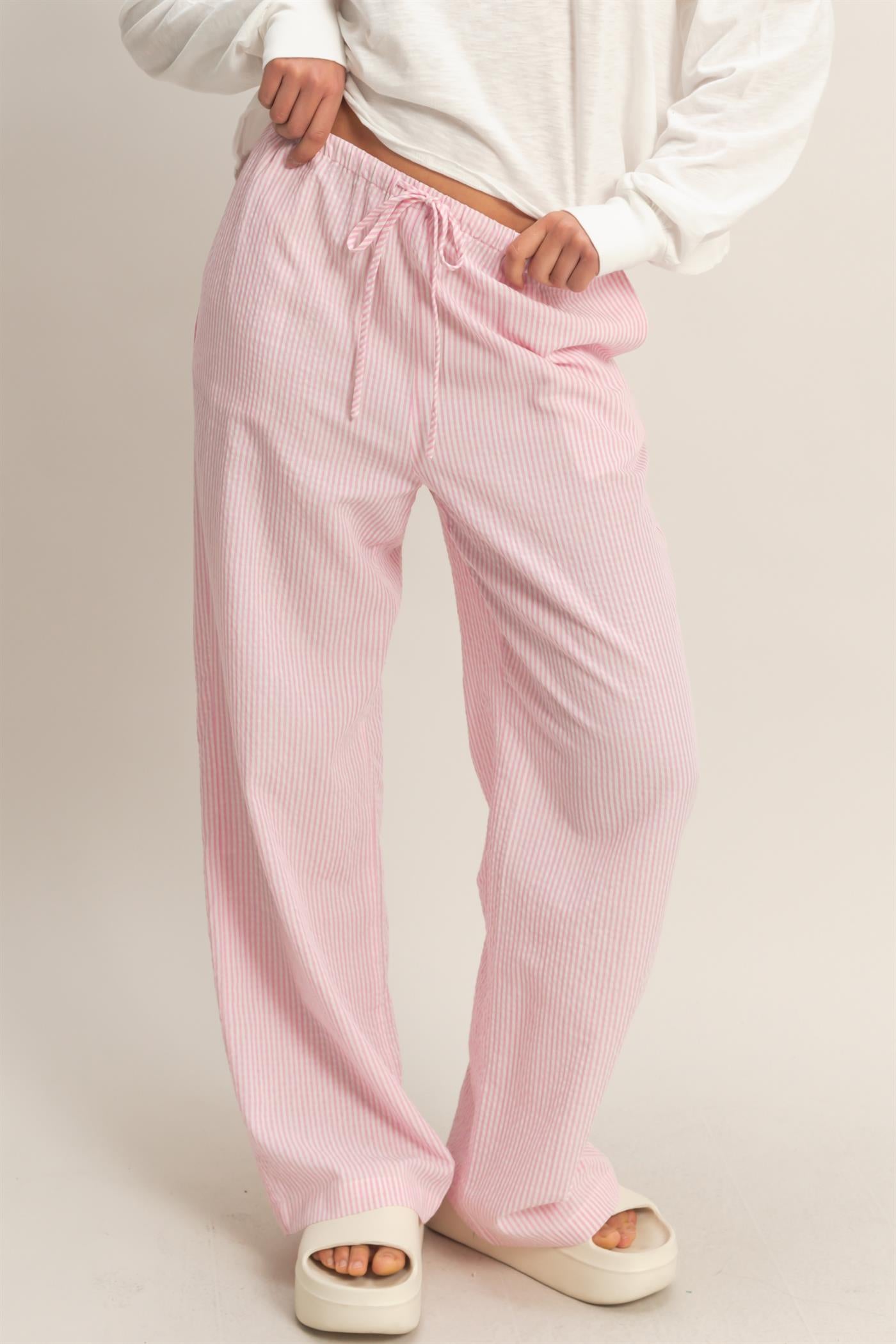 Wholesale Striped Wide Leg Pants Pants DZ26A752 PINK DOUBLE ZERO
