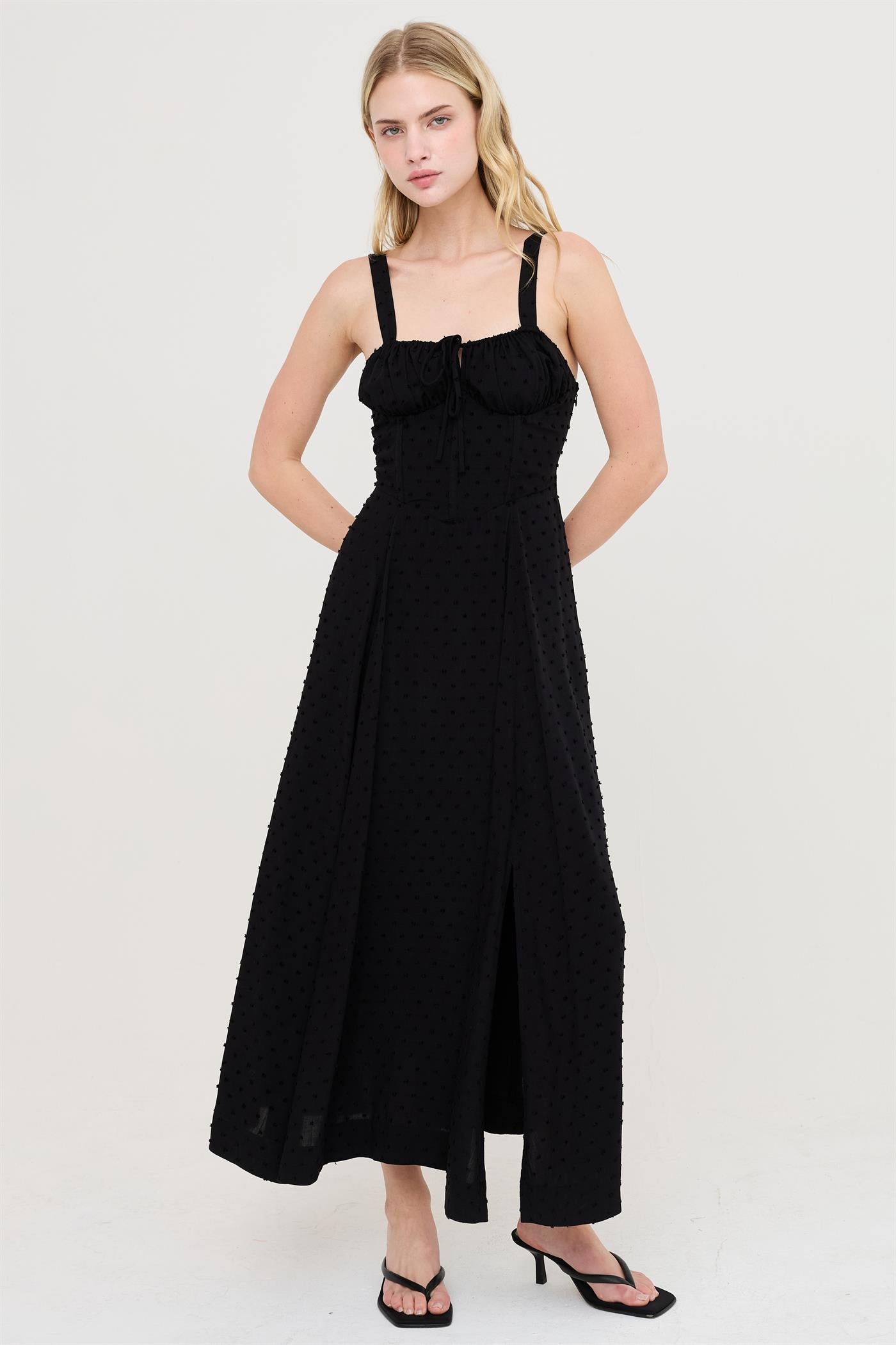 Wholesale Boned Tie-Back Dress Dresses HF25E875 BLACK HYFVE