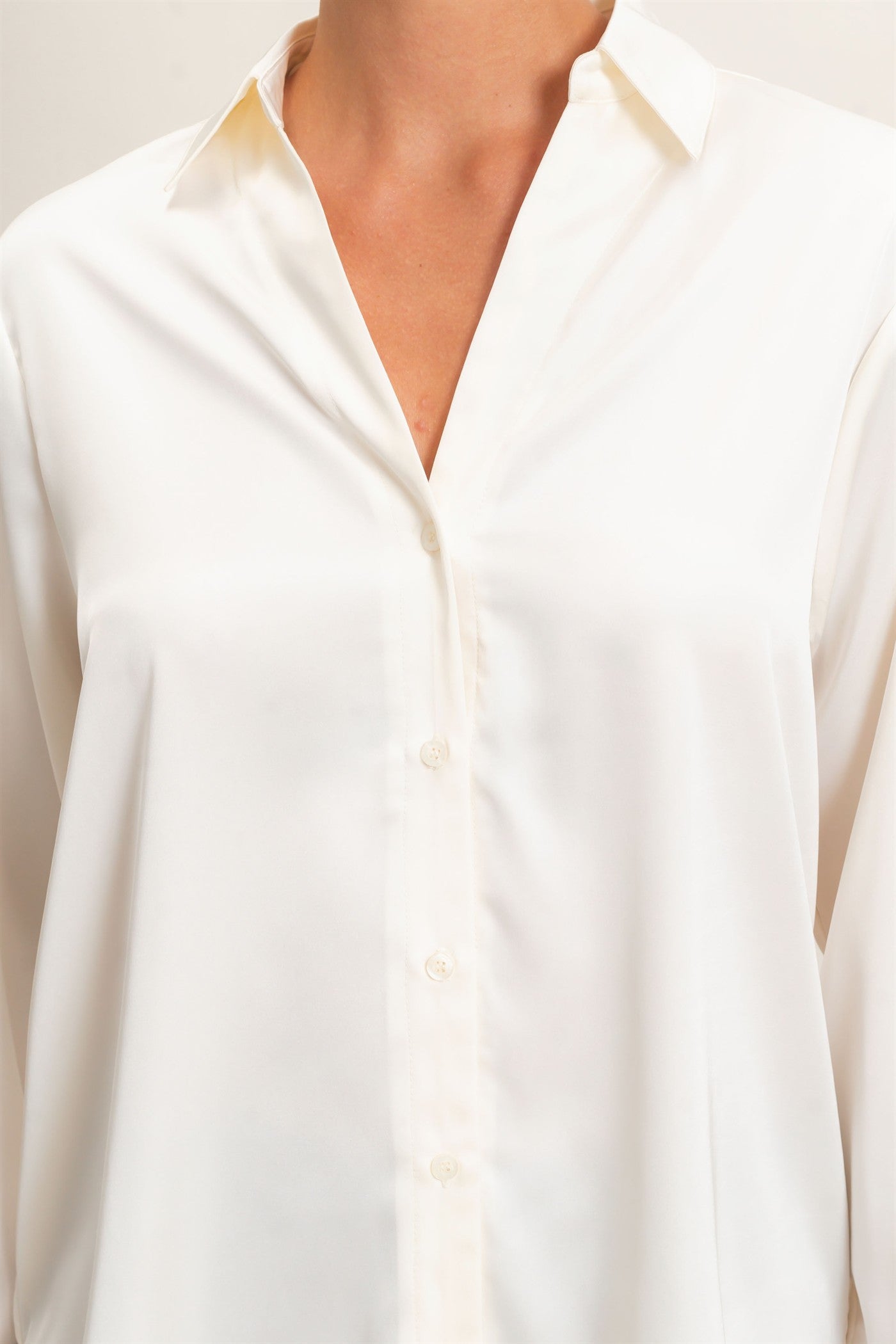 Wholesale Satin Button-Down Shirts Shirts DZ26E265 WHIP CREAM DOUBLE ZERO