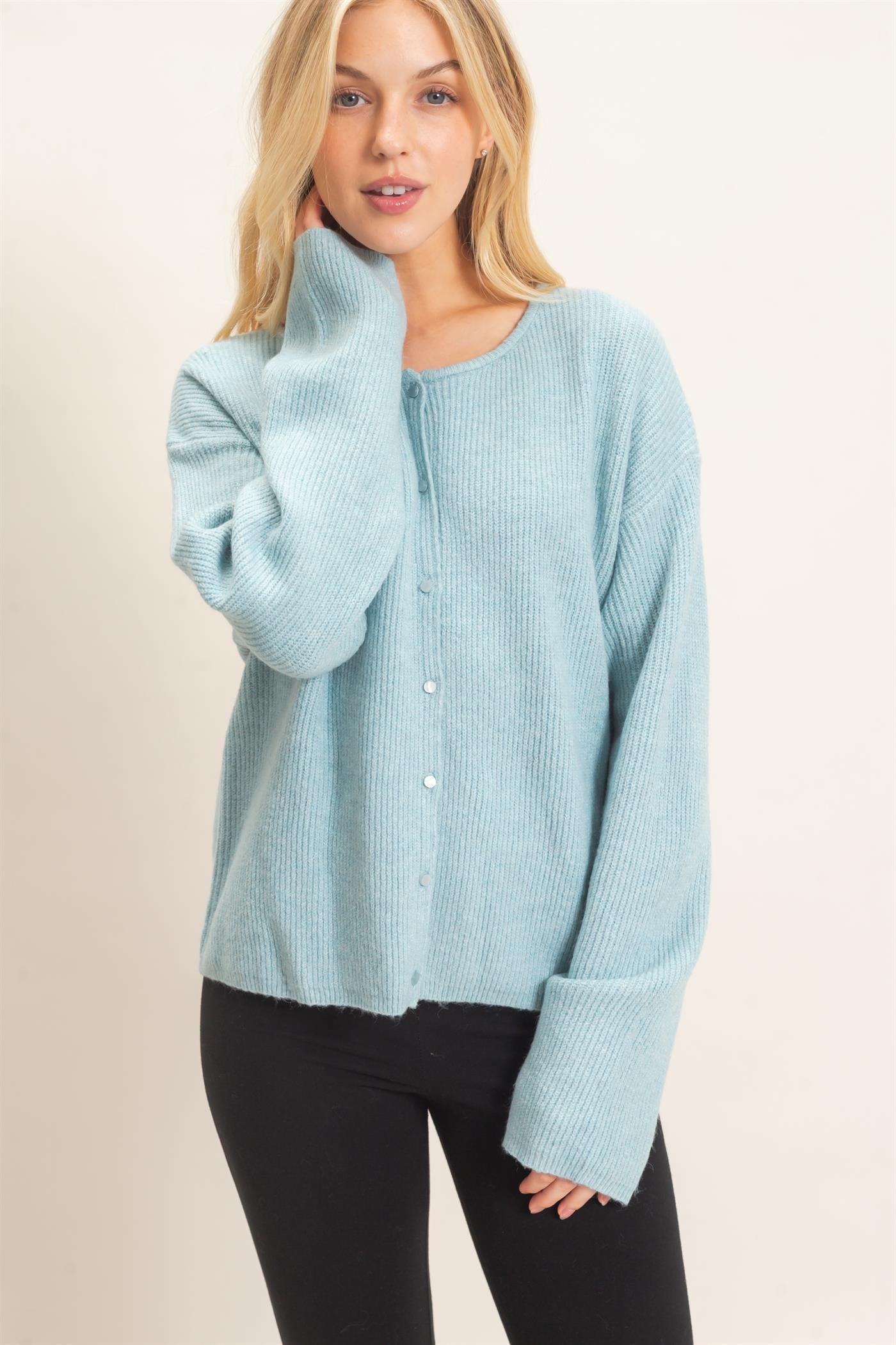 Wholesale Ribbed Cardigan Cardigans HF26E630 MISTY BLUE HYFVE